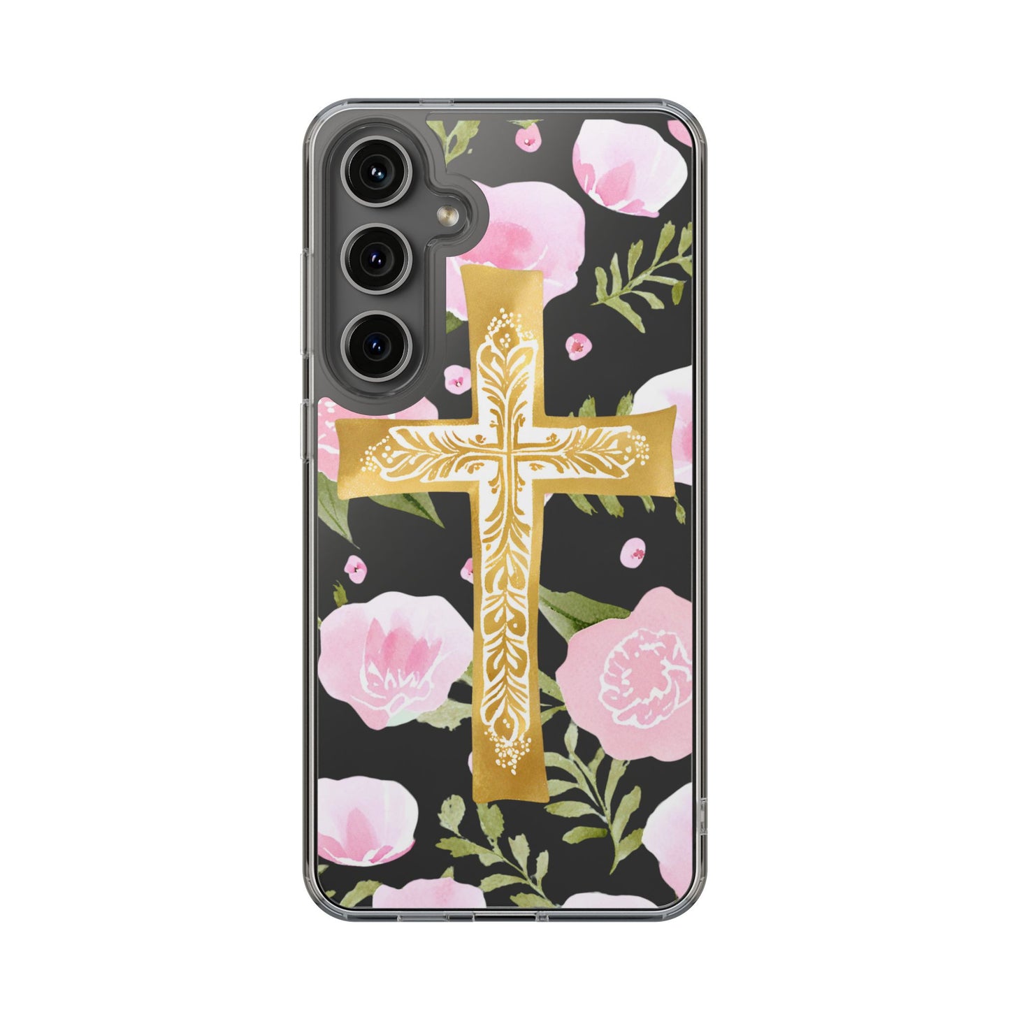 Gold Cross Clear Phone Case