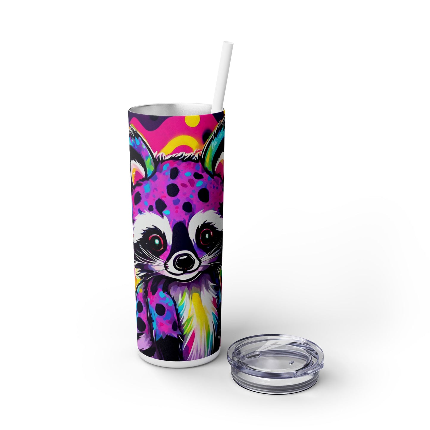 Raccoon Skinny Tumbler with Straw, 20oz