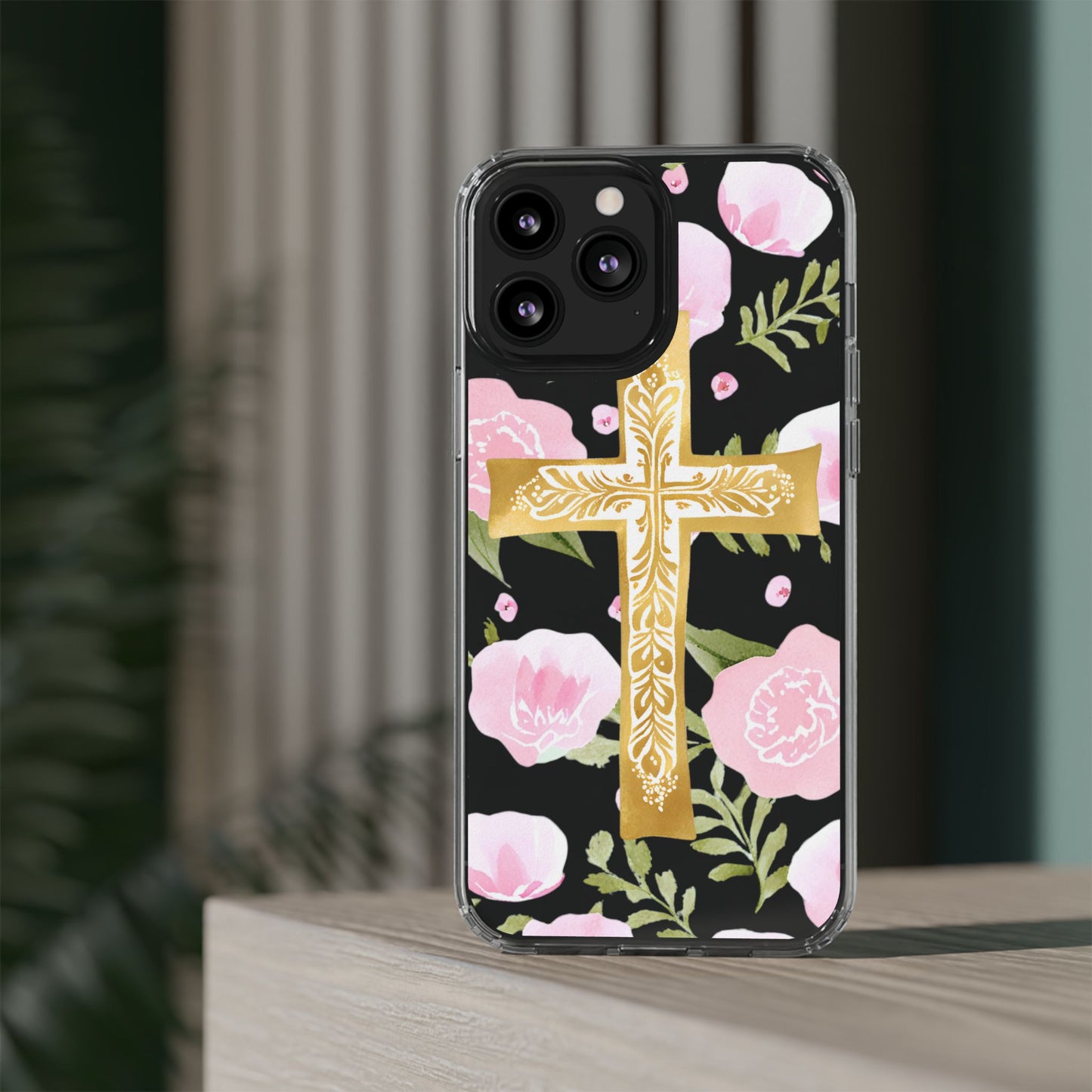 Gold Cross Clear Phone Case