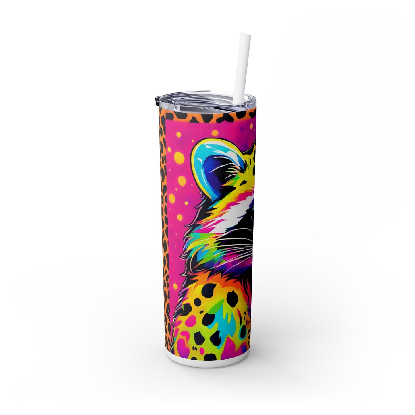 Raccoon Skinny Tumbler with Straw, 20oz