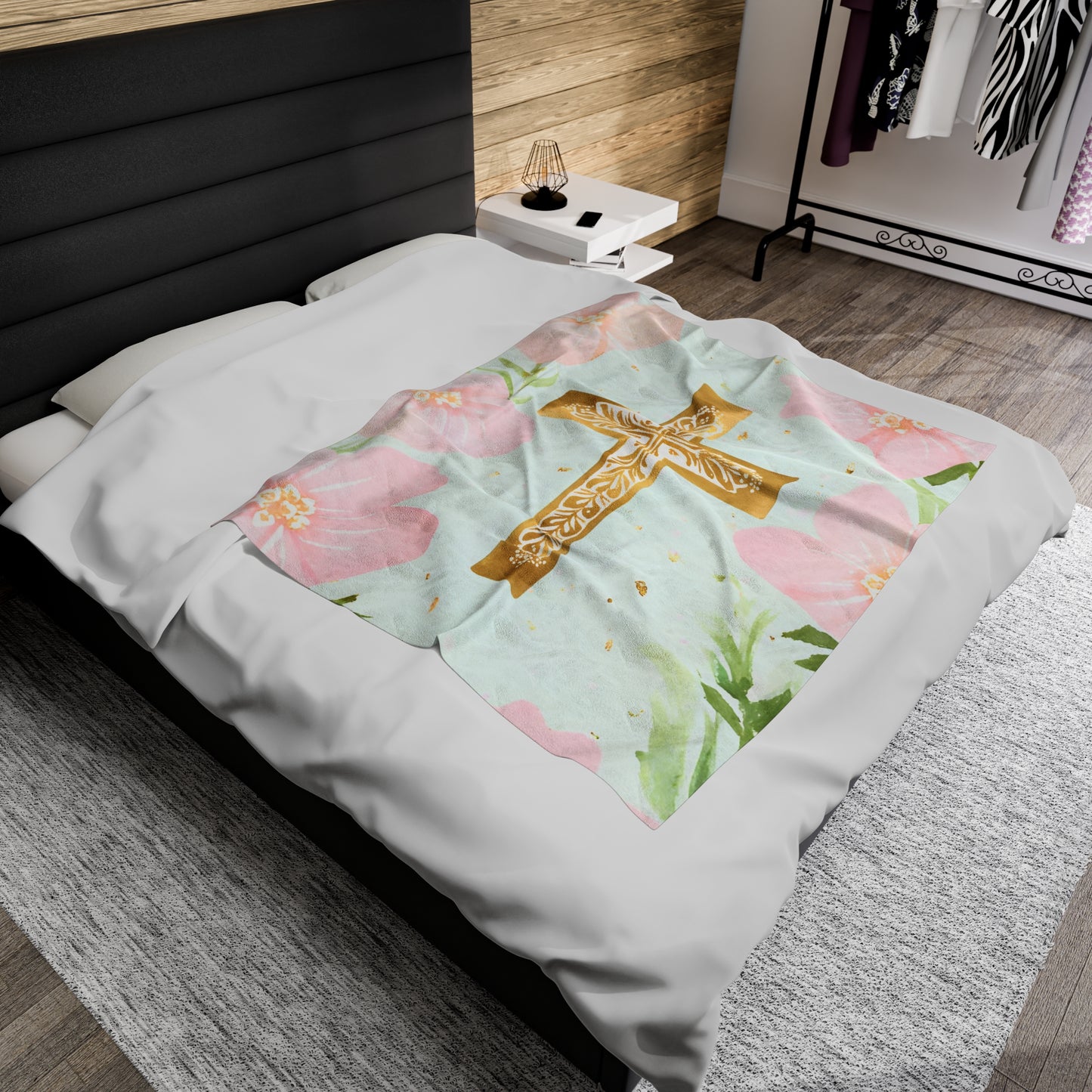 Gold Cross Plush Blanket