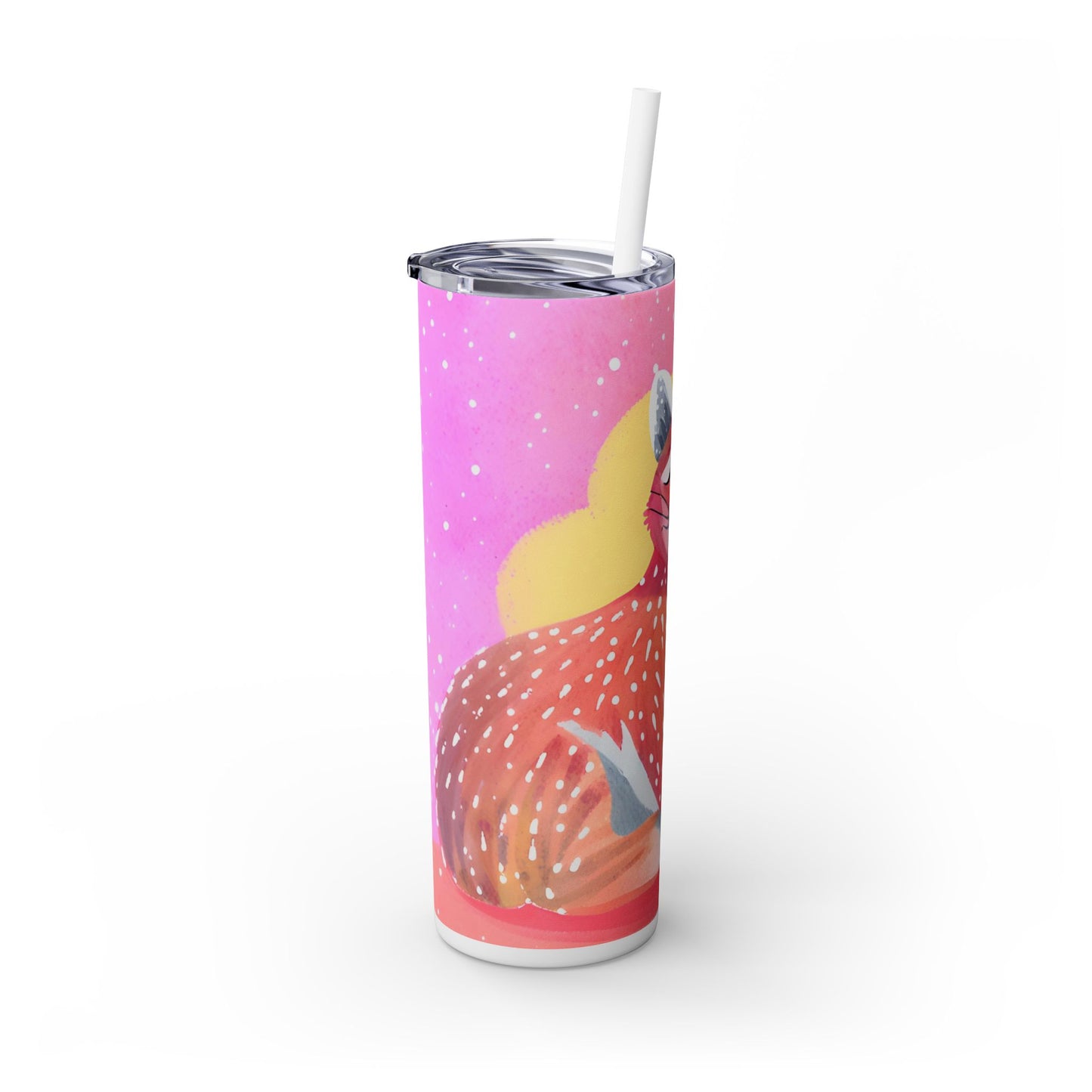Bobcat Sunset Skinny Tumbler with Straw, 20oz