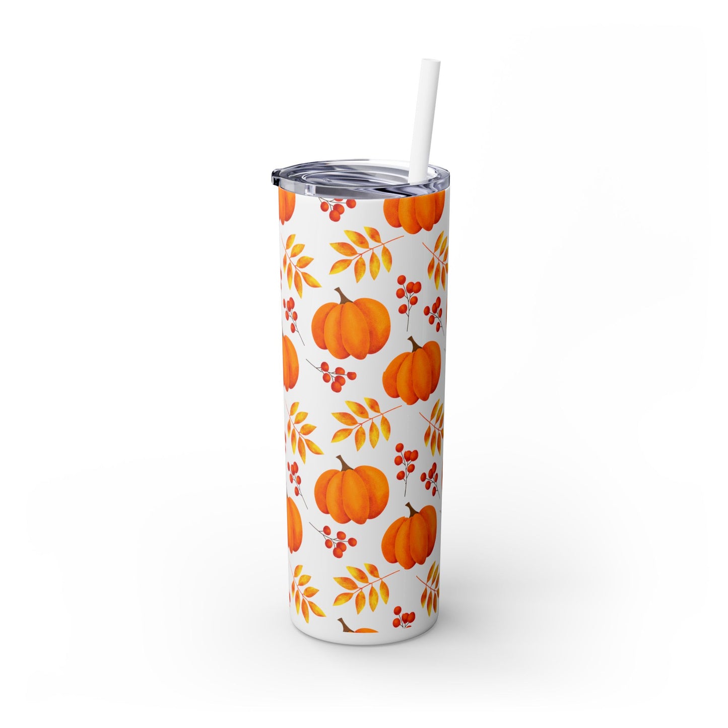 Pumpkin Skinny Tumbler with Straw, 20oz