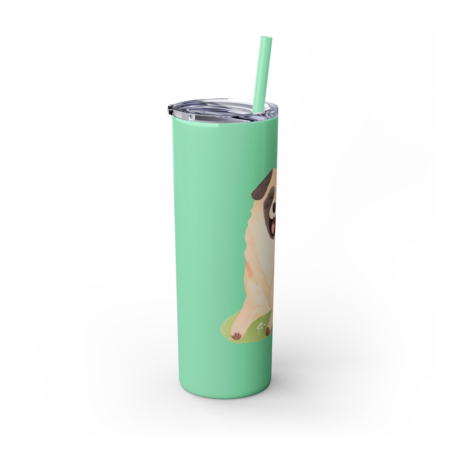 Happy Shepherd Puppy Dog Skinny Tumbler with Straw, 20oz