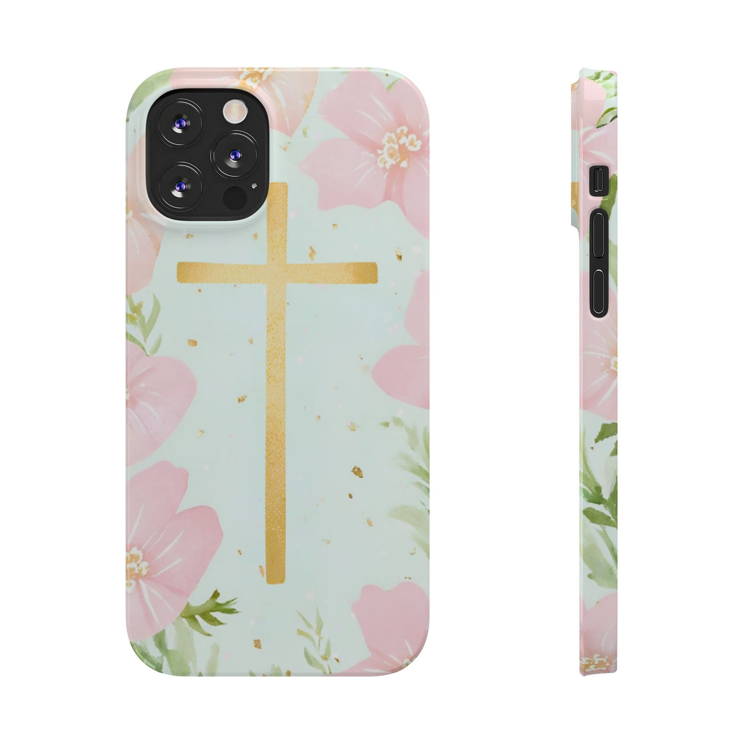 Cross with flowers Slim Phone Case