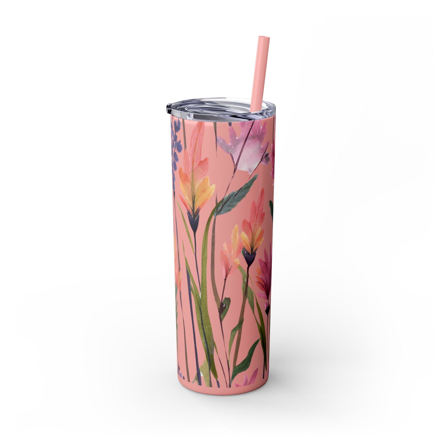 Wildflower Skinny Tumbler with Straw, 20oz