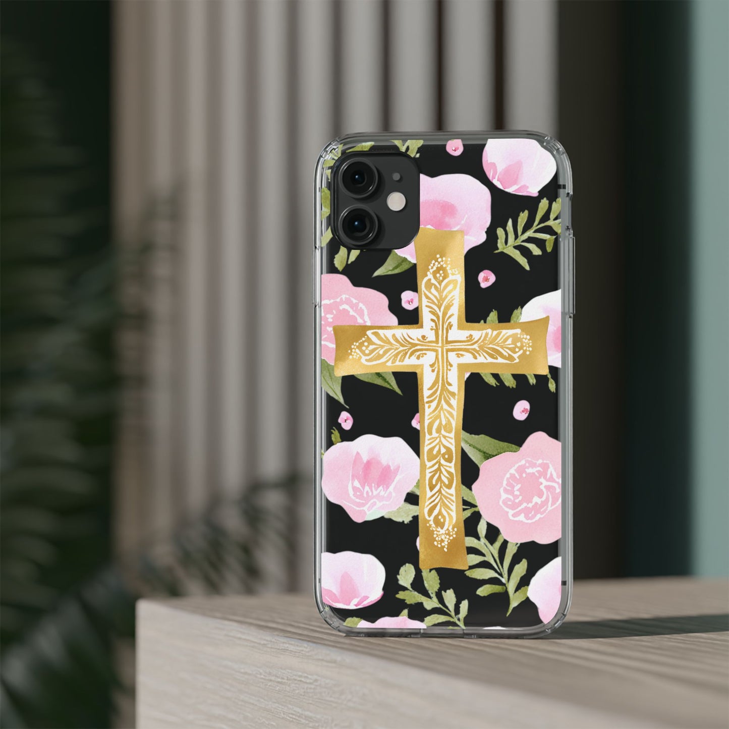 Gold Cross Clear Phone Case