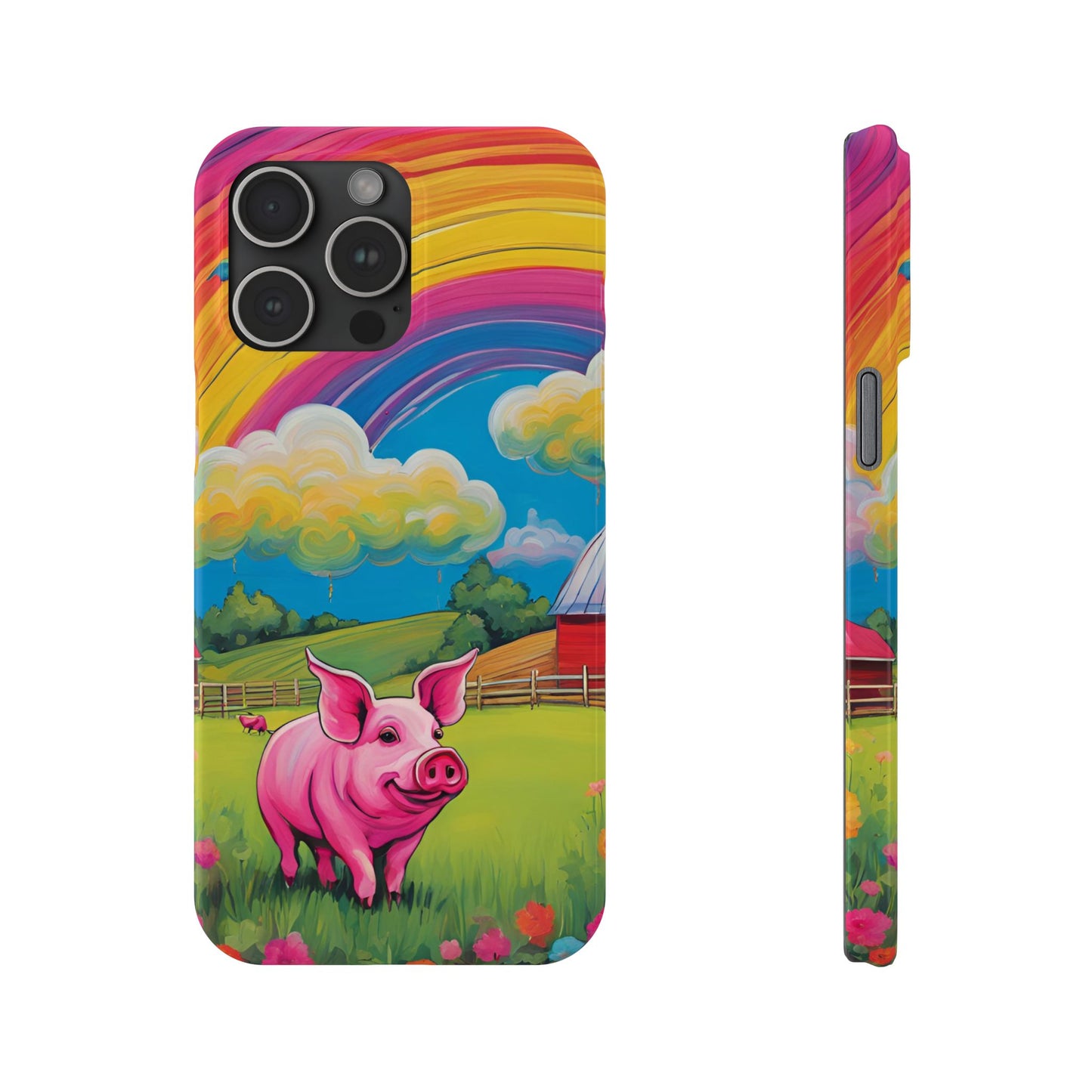 Rainbow Pig Farm Slim Phone Case