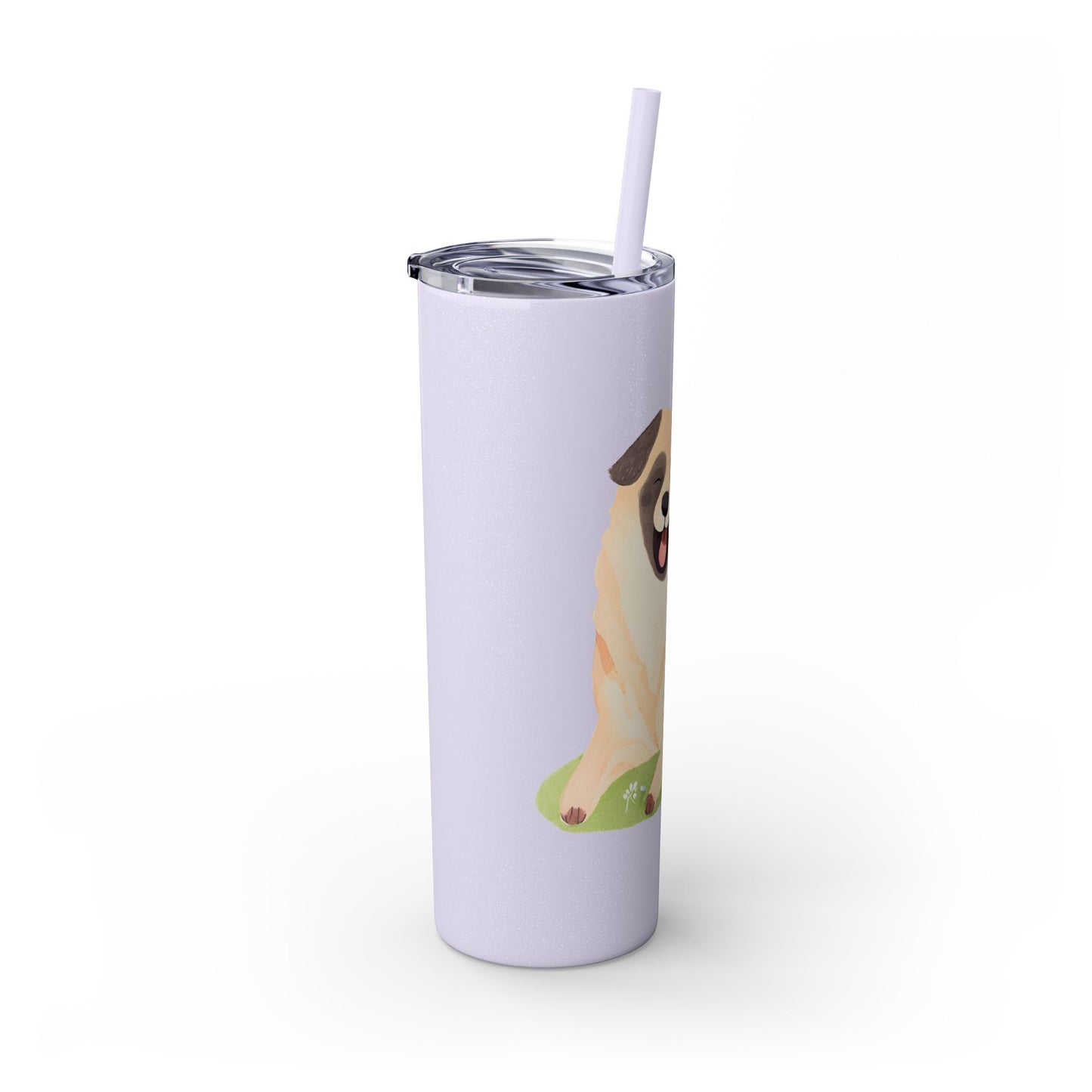 Happy Shepherd Puppy Dog Skinny Tumbler with Straw, 20oz