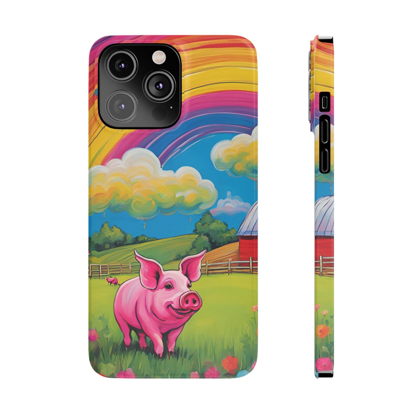 Rainbow Pig Farm Slim Phone Case