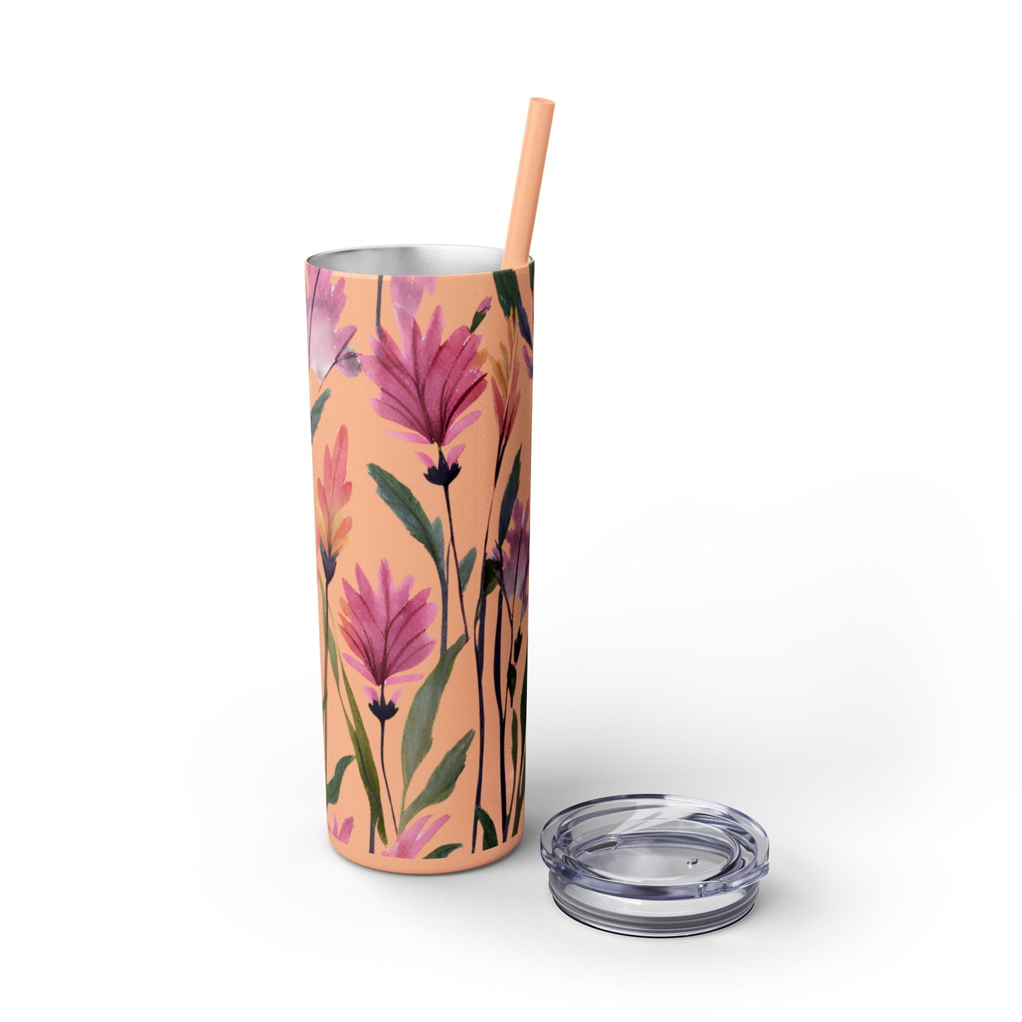 Wildflower Skinny Tumbler with Straw, 20oz