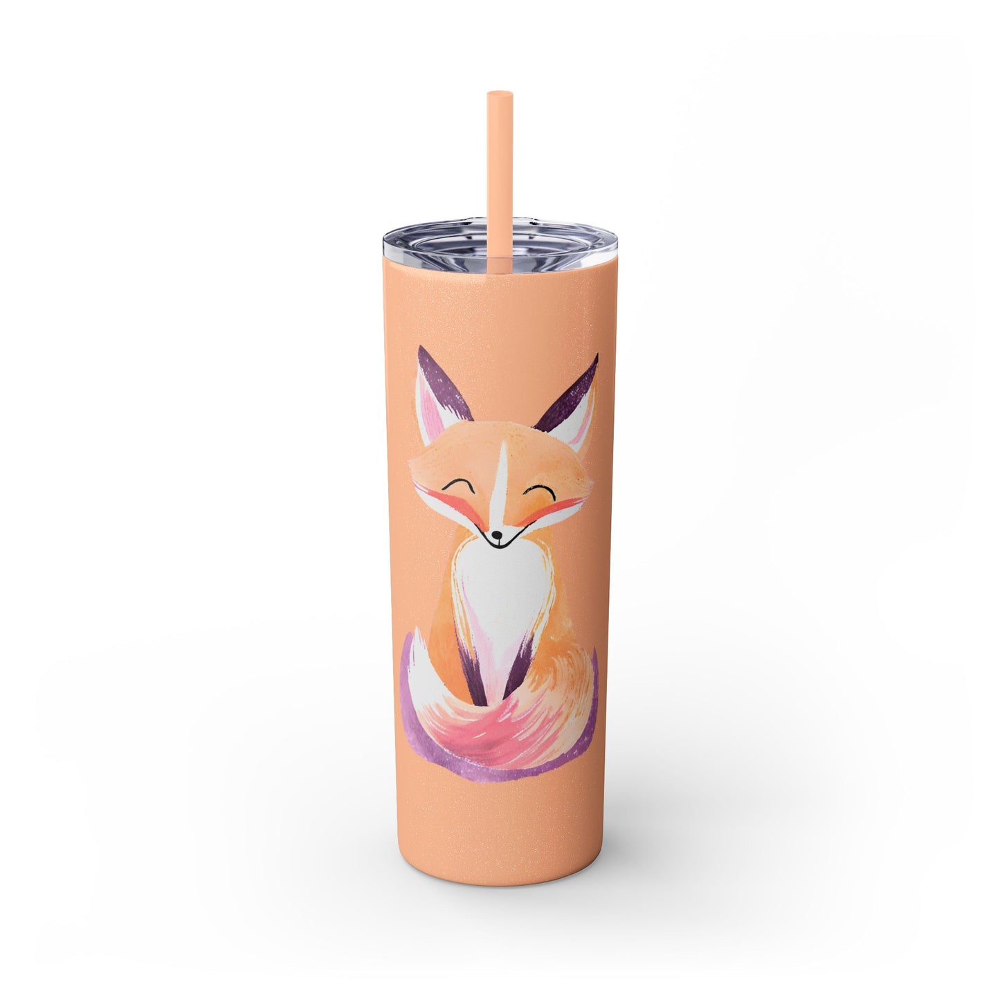 Cute Fox Skinny Tumbler with Straw, 20oz