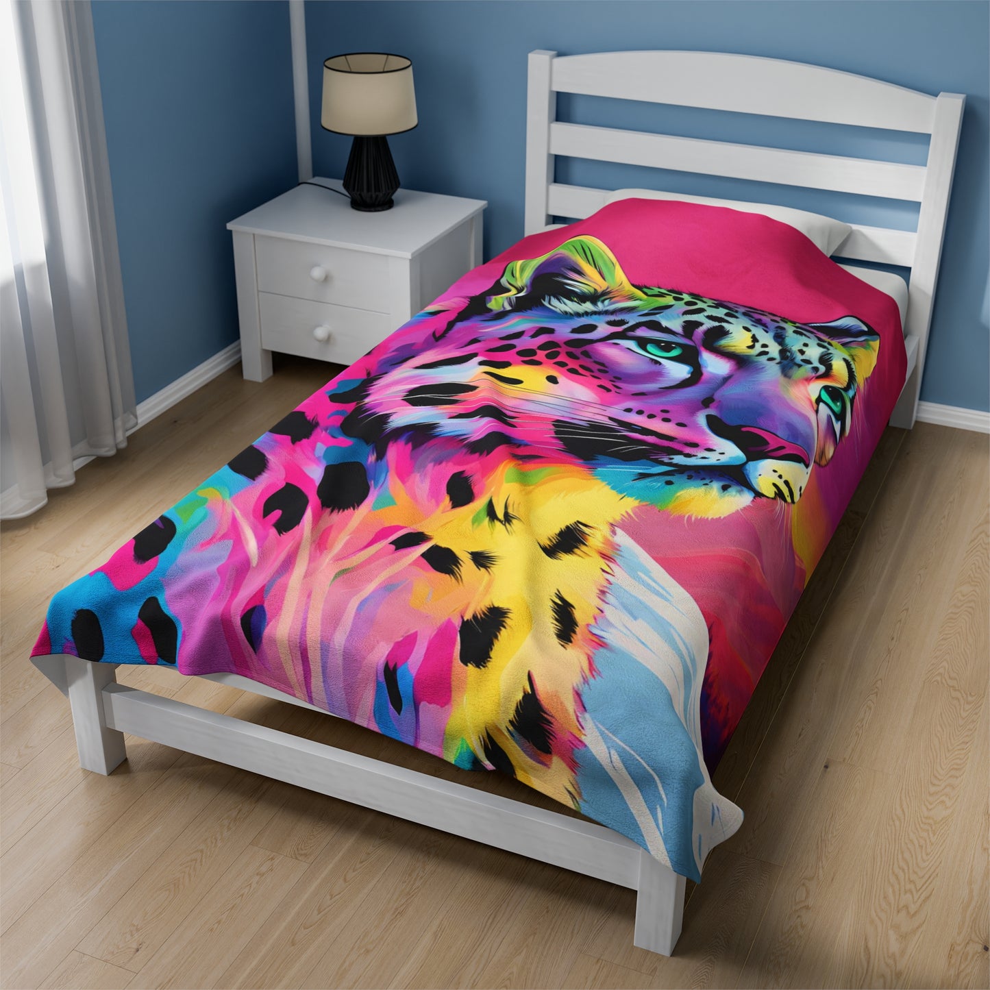 Rainbow Snow Leopard Plush Blanket