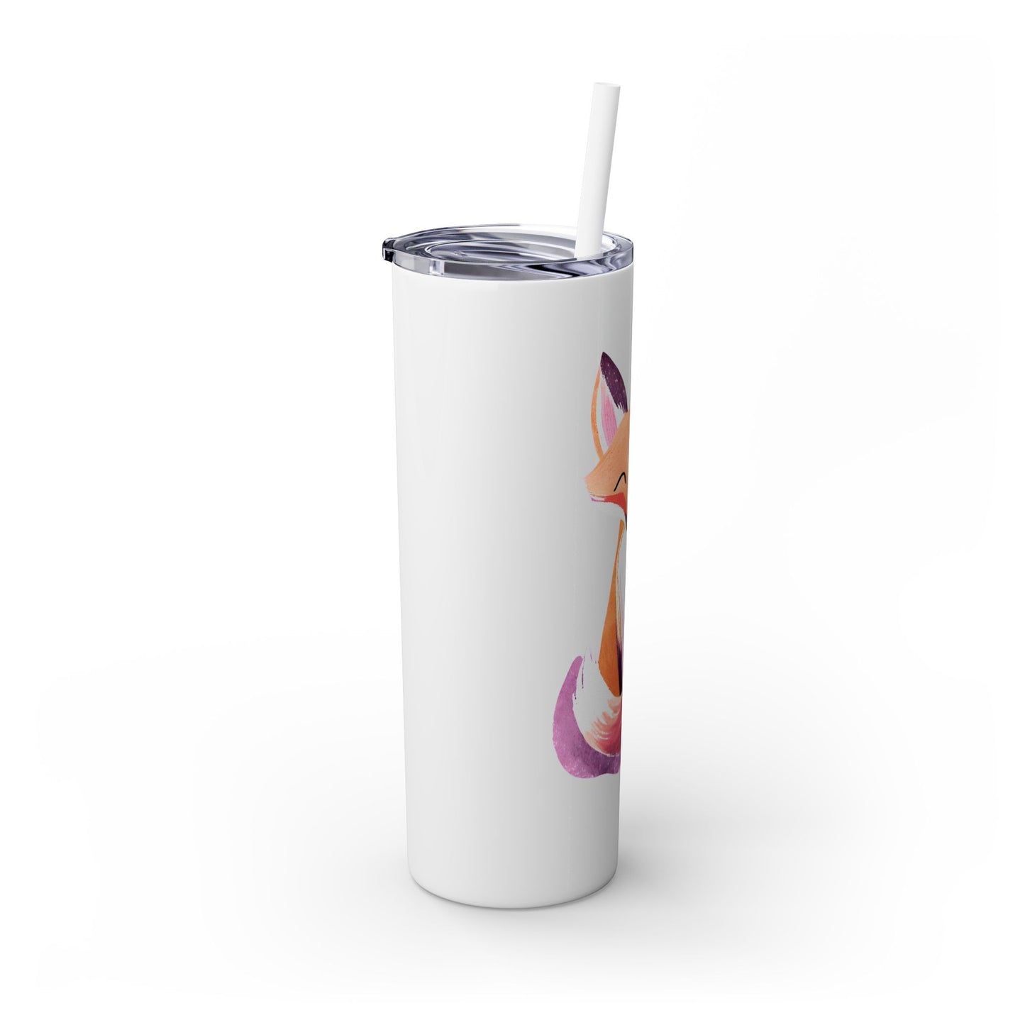 Cute Fox Skinny Tumbler with Straw, 20oz