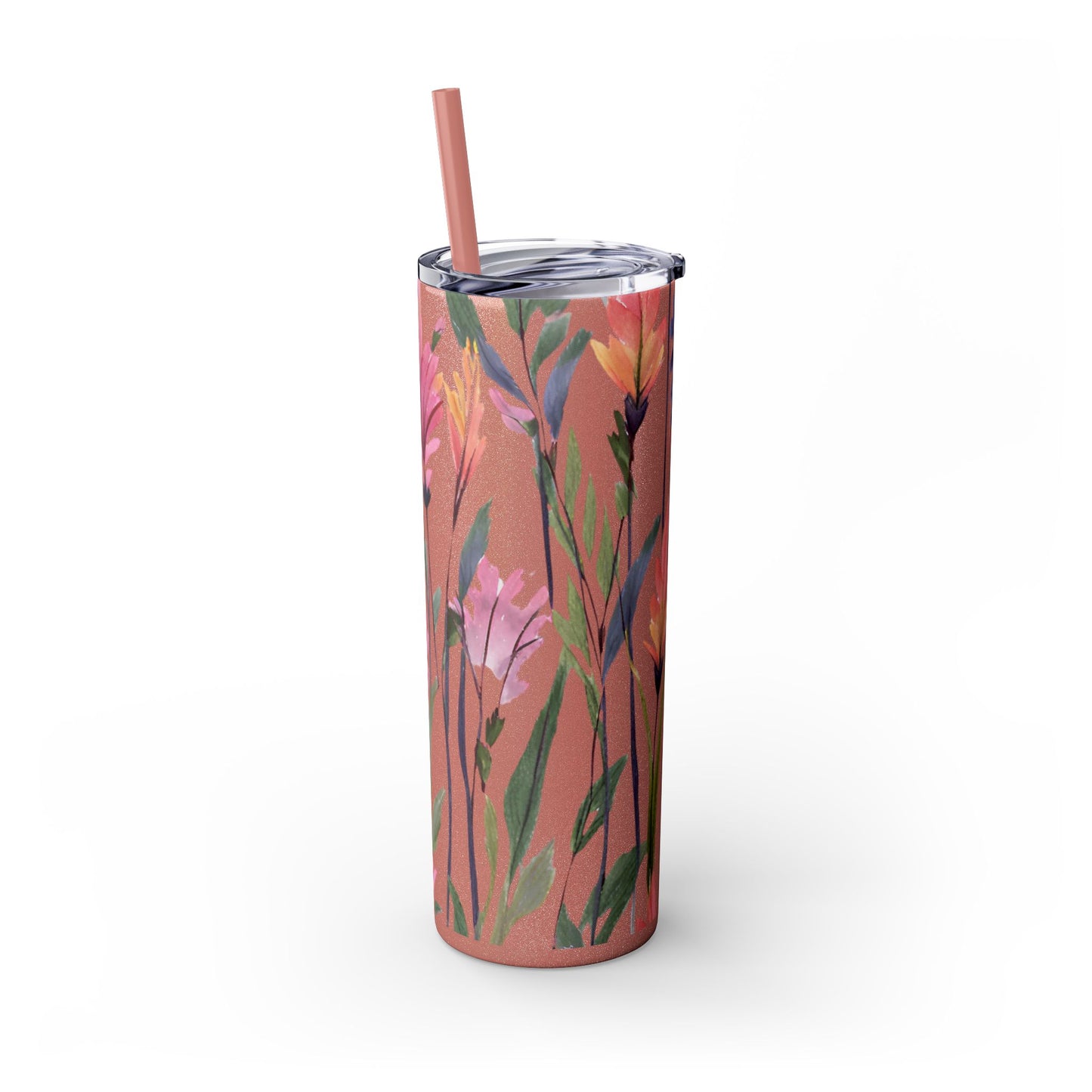 Wildflower Skinny Tumbler with Straw, 20oz