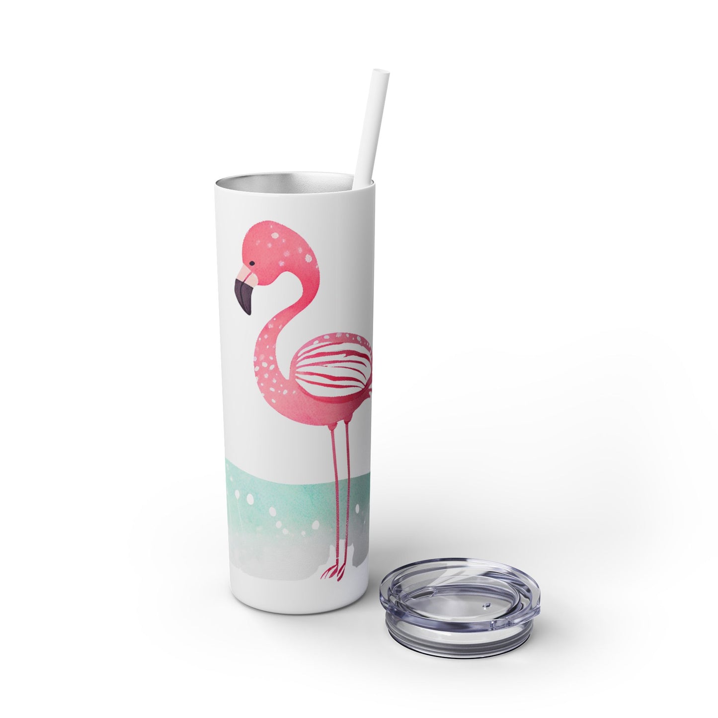 Flamingo Skinny Tumbler with Straw, 20oz