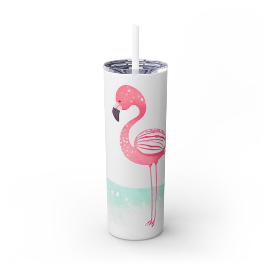 Flamingo Skinny Tumbler with Straw, 20oz