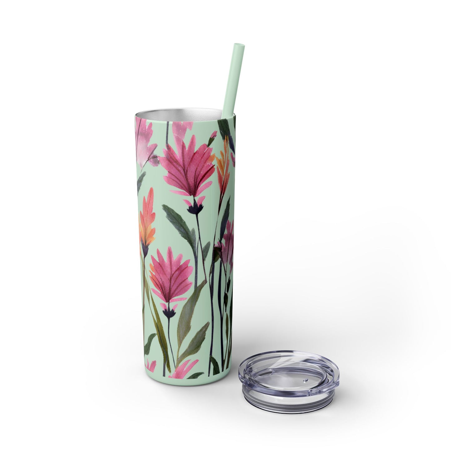 Wildflower Skinny Tumbler with Straw, 20oz