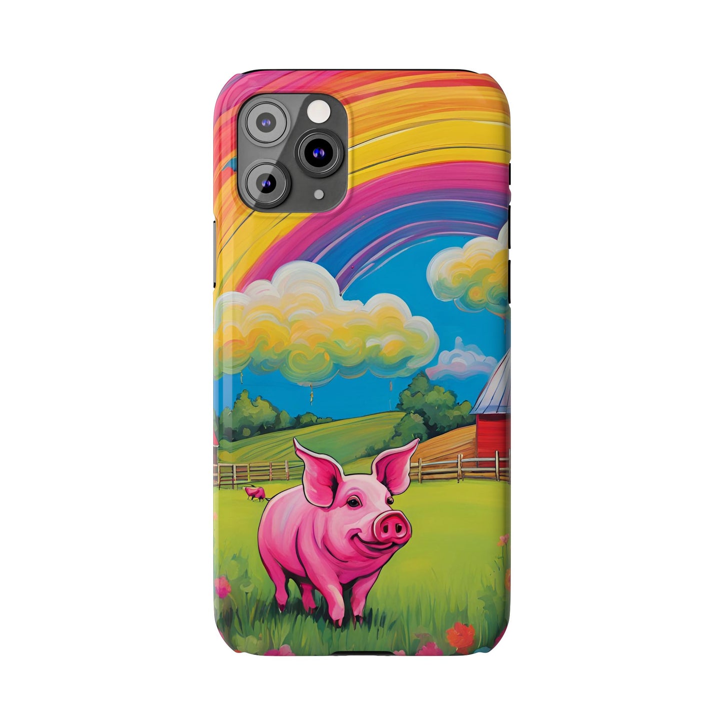 Rainbow Pig Farm Slim Phone Case