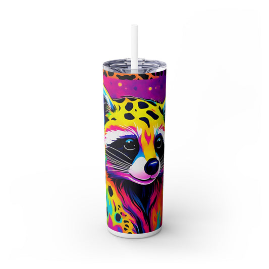 Raccoon Skinny Tumbler with Straw, 20oz