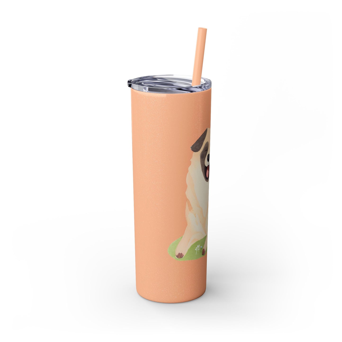 Happy Shepherd Puppy Dog Skinny Tumbler with Straw, 20oz