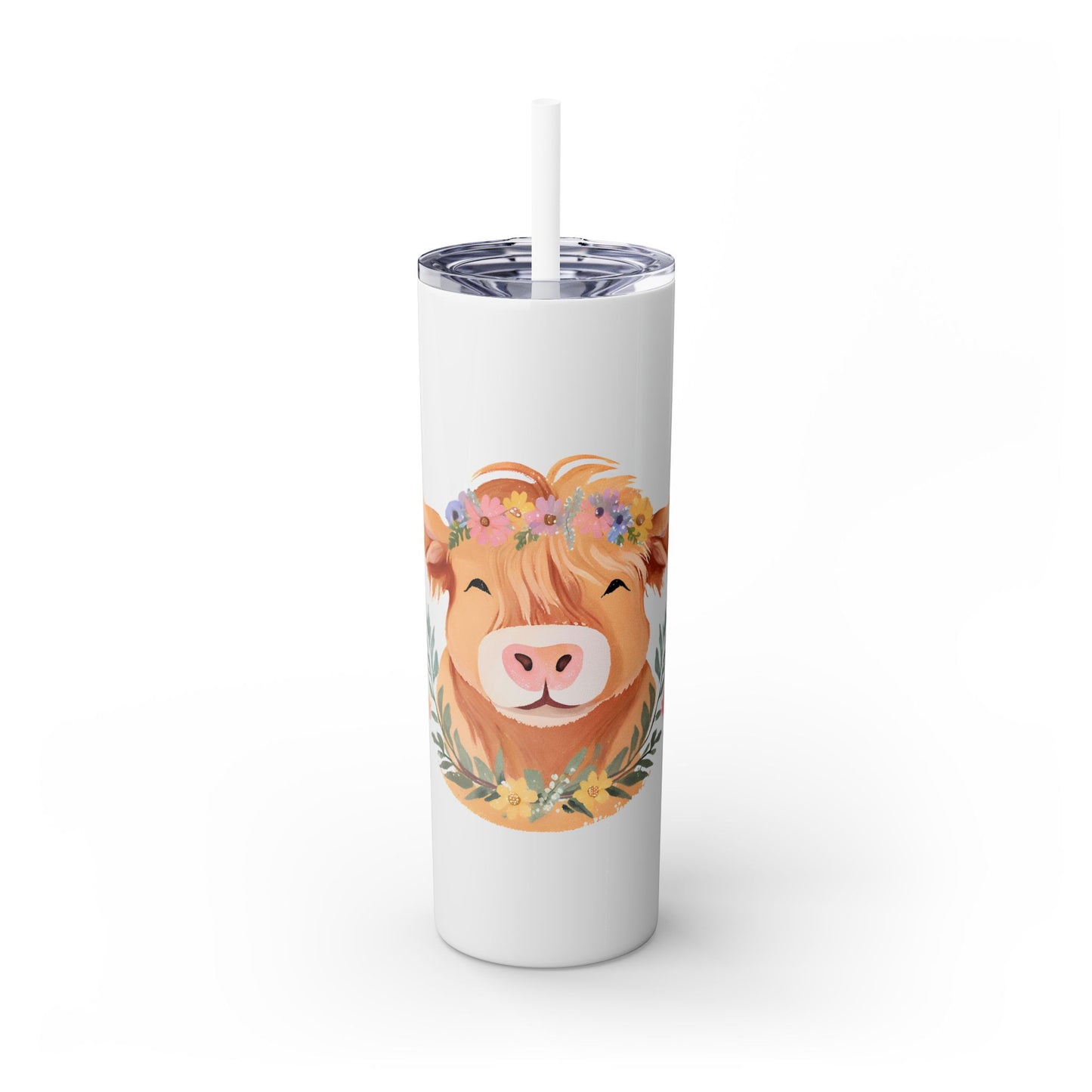 Highland Cow Skinny Tumbler with Straw, 20oz