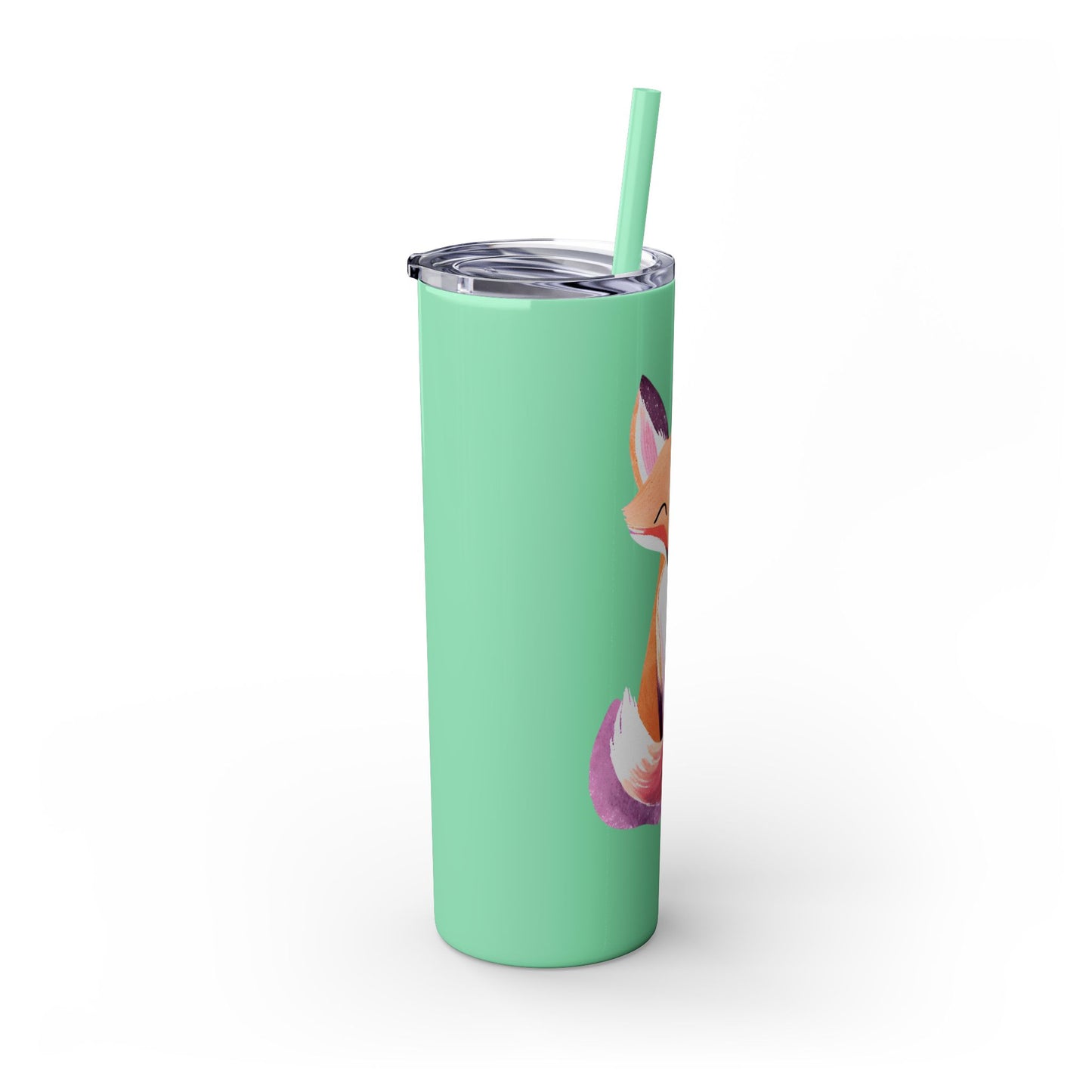 Cute Fox Skinny Tumbler with Straw, 20oz