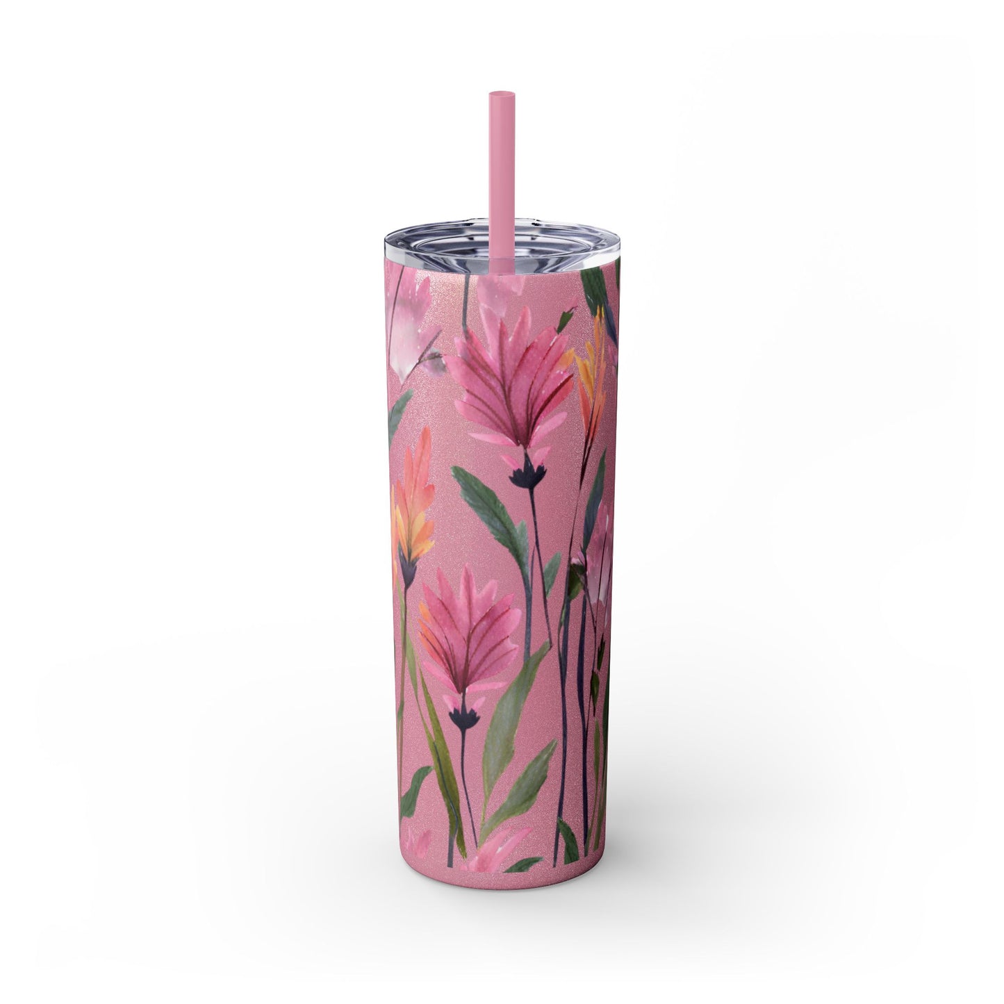 Wildflower Skinny Tumbler with Straw, 20oz