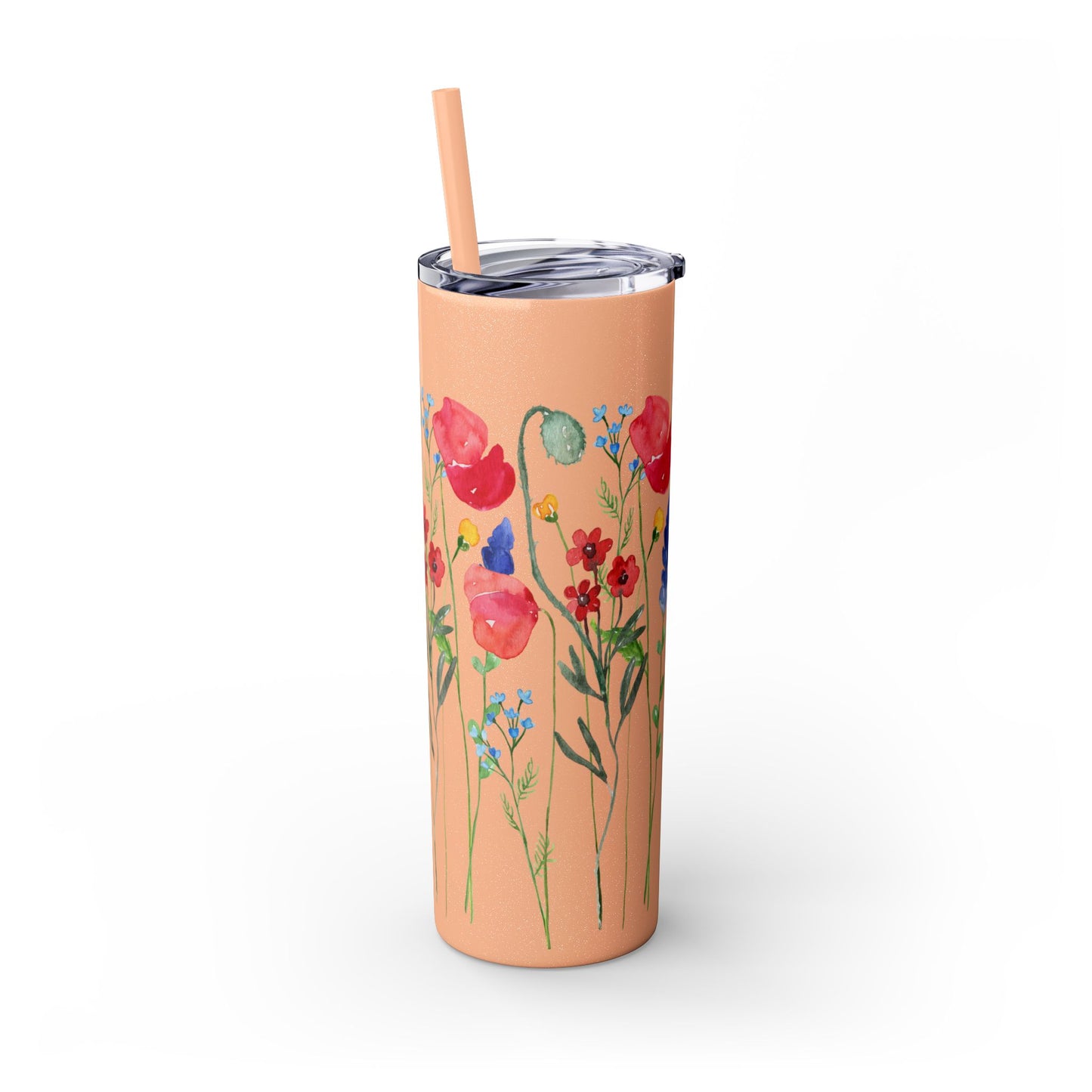 Wildflower Skinny Tumbler with Straw, 20oz