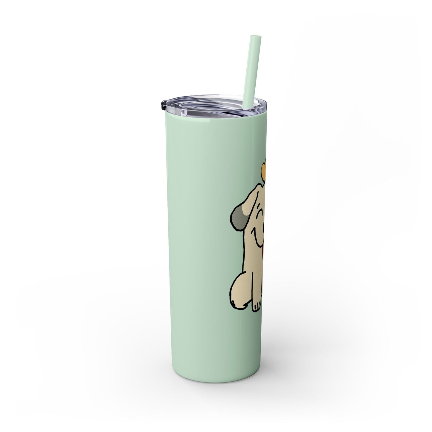 Happy Love Puppy Dog Skinny Tumbler with Straw, 20oz