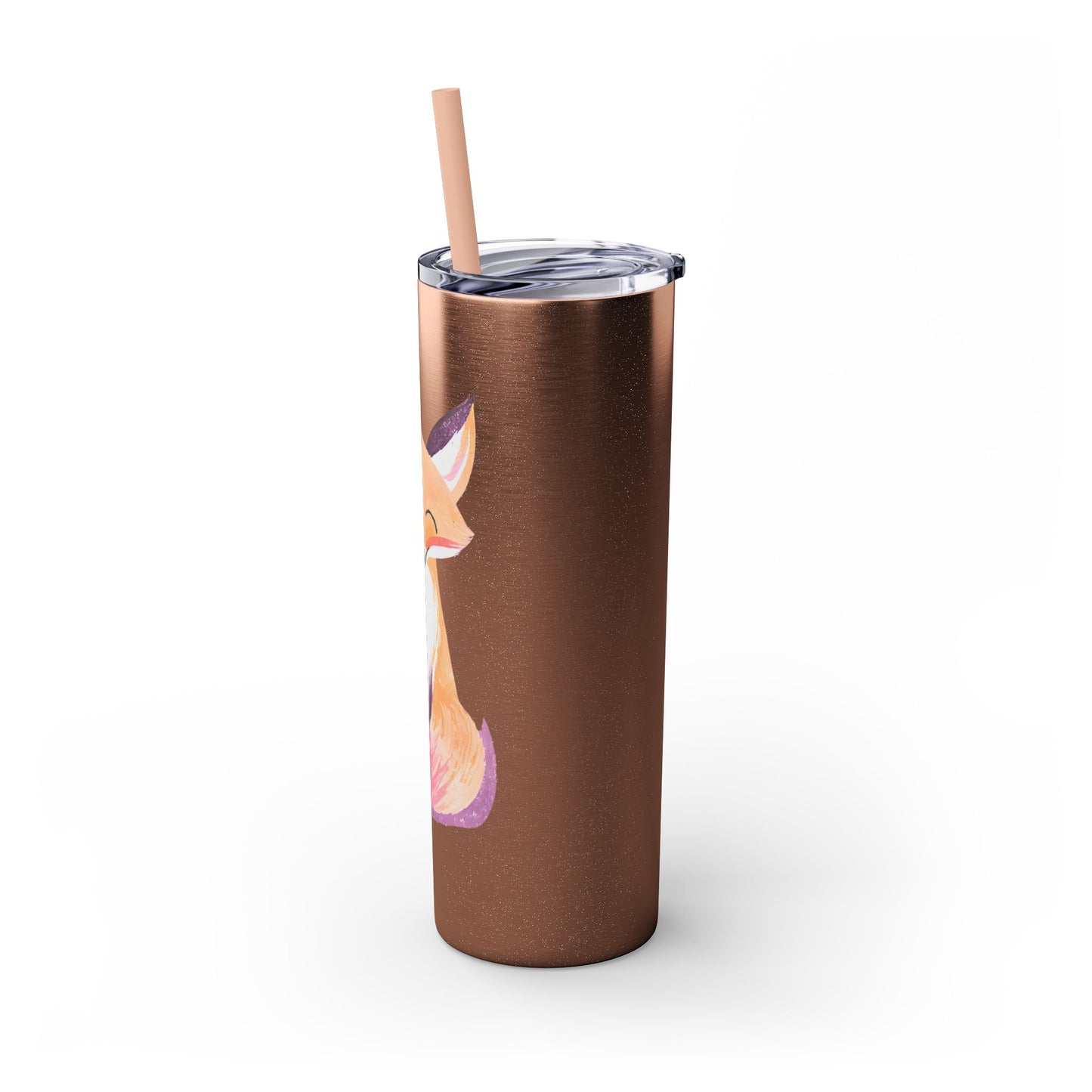 Cute Fox Skinny Tumbler with Straw, 20oz