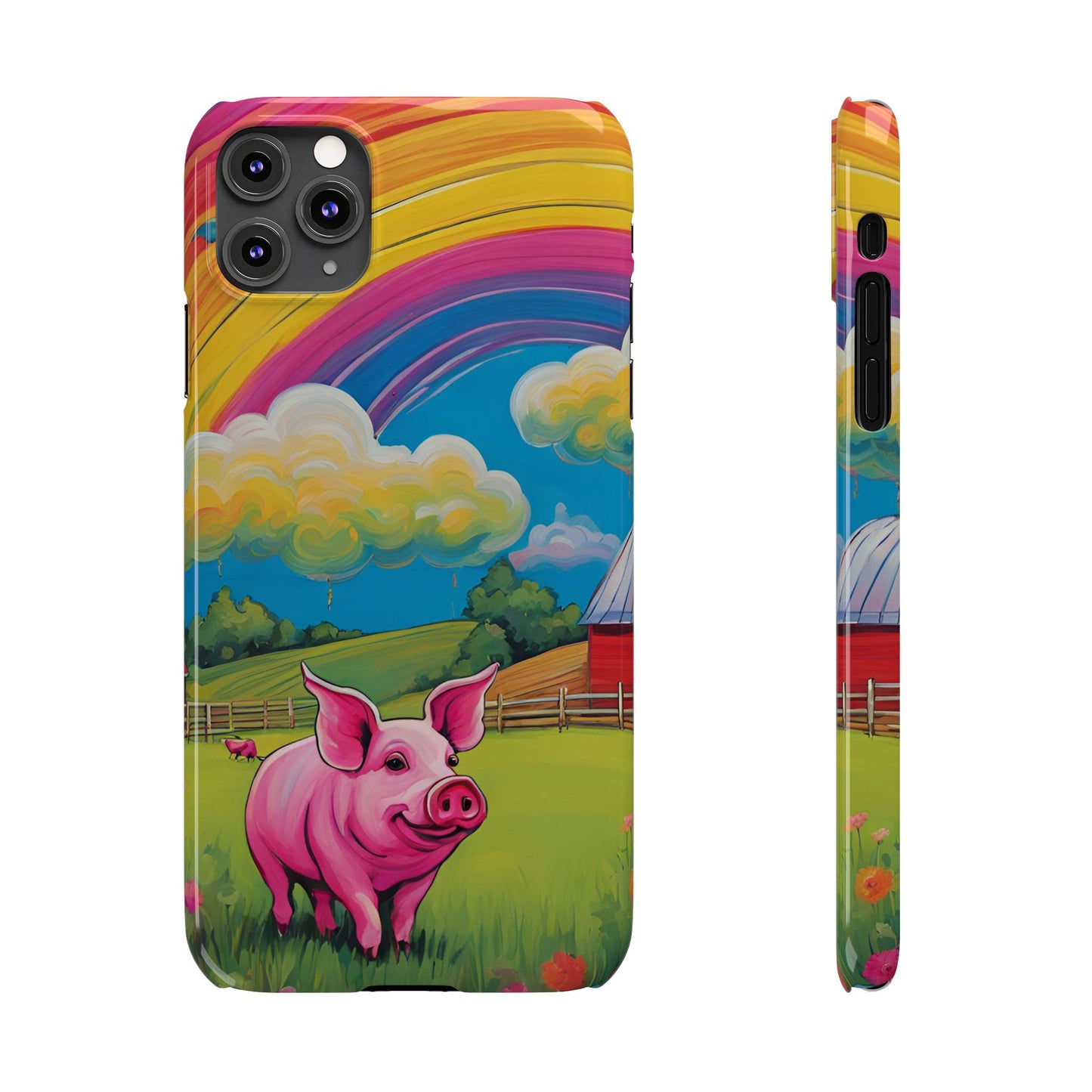 Rainbow Pig Farm Slim Phone Case