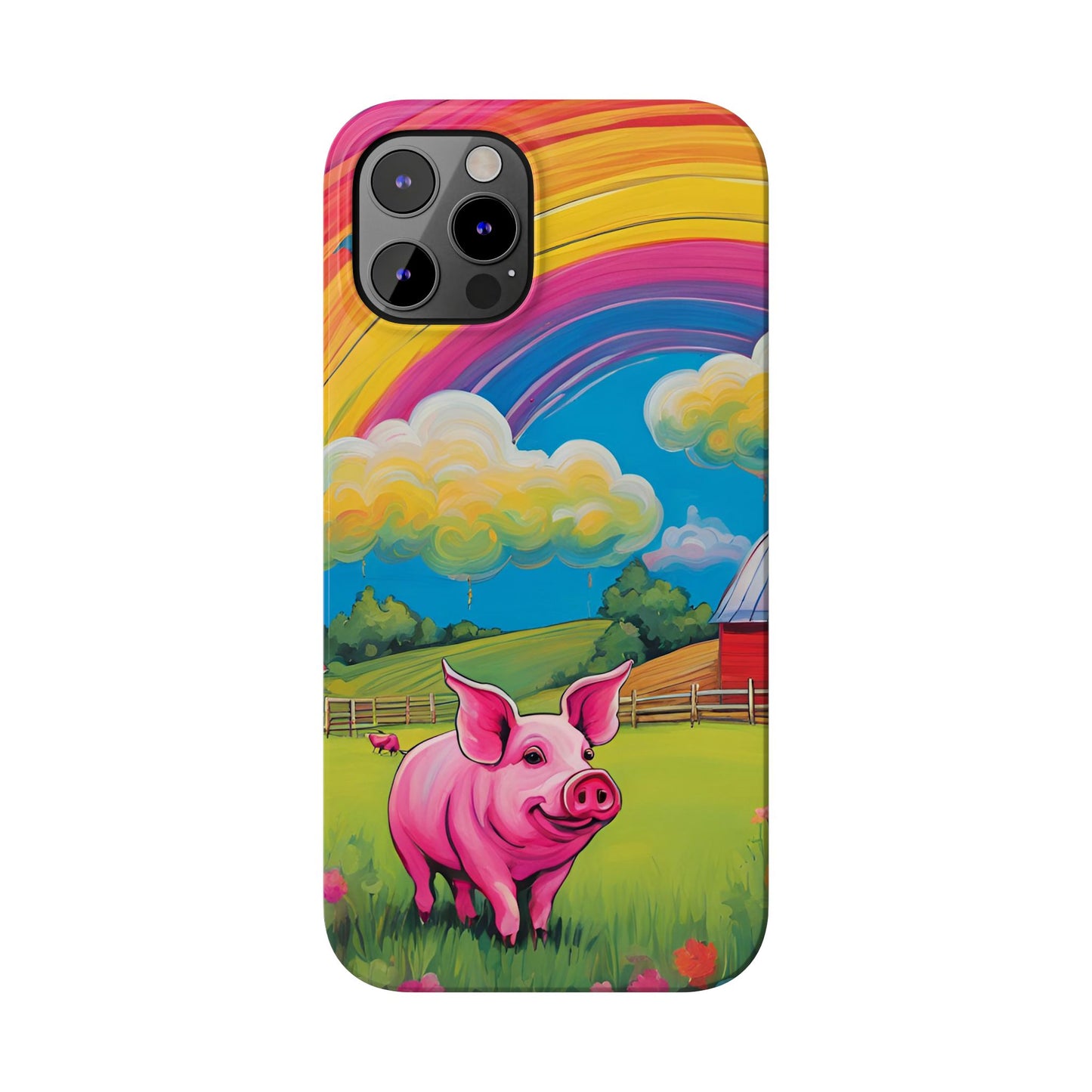 Rainbow Pig Farm Slim Phone Case