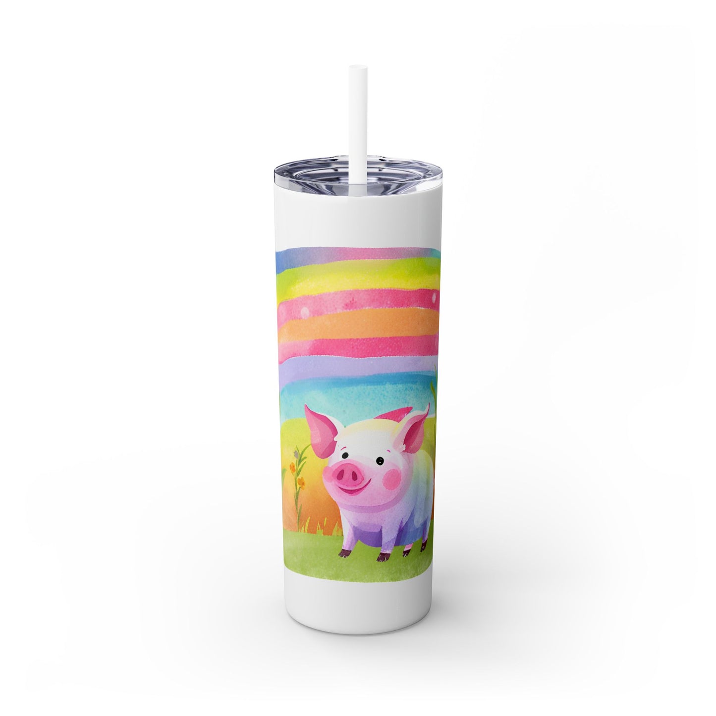 Rainbow Pig Tumbler with Straw, 20oz