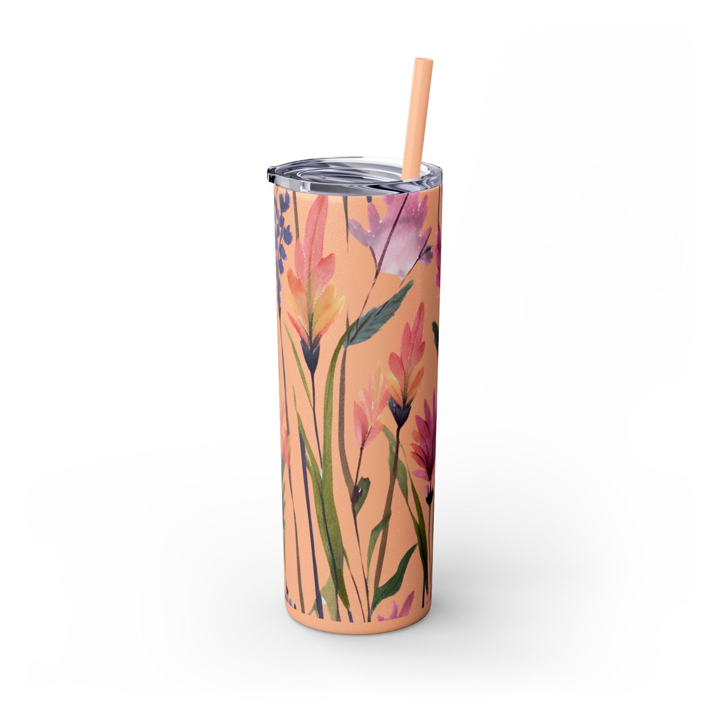 Wildflower Skinny Tumbler with Straw, 20oz