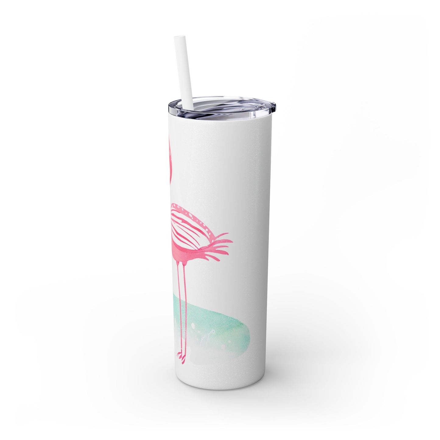 Flamingo Skinny Tumbler with Straw, 20oz