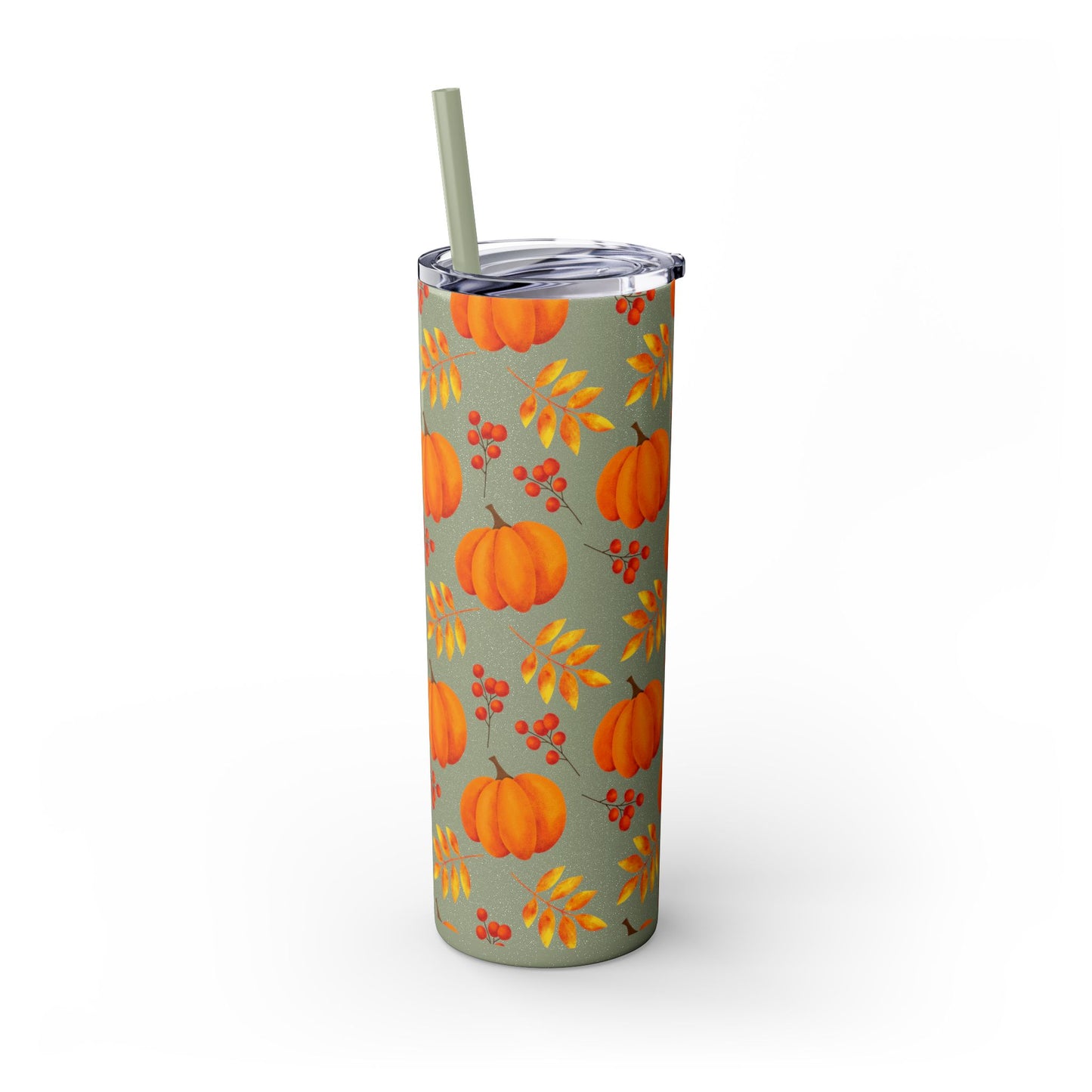 Pumpkin Skinny Tumbler with Straw, 20oz