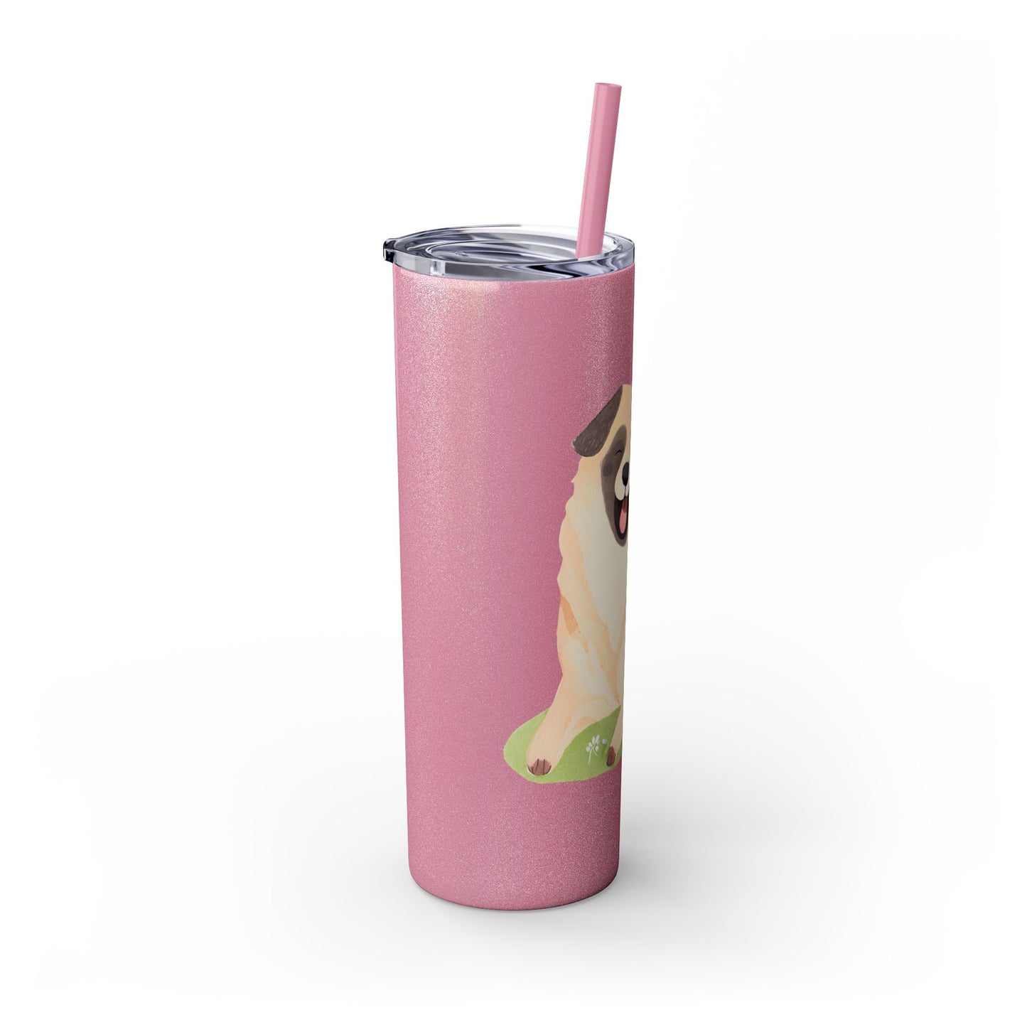 Happy Shepherd Puppy Dog Skinny Tumbler with Straw, 20oz