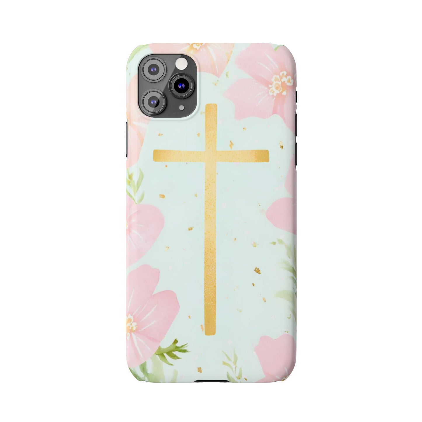 Cross with flowers Slim Phone Case