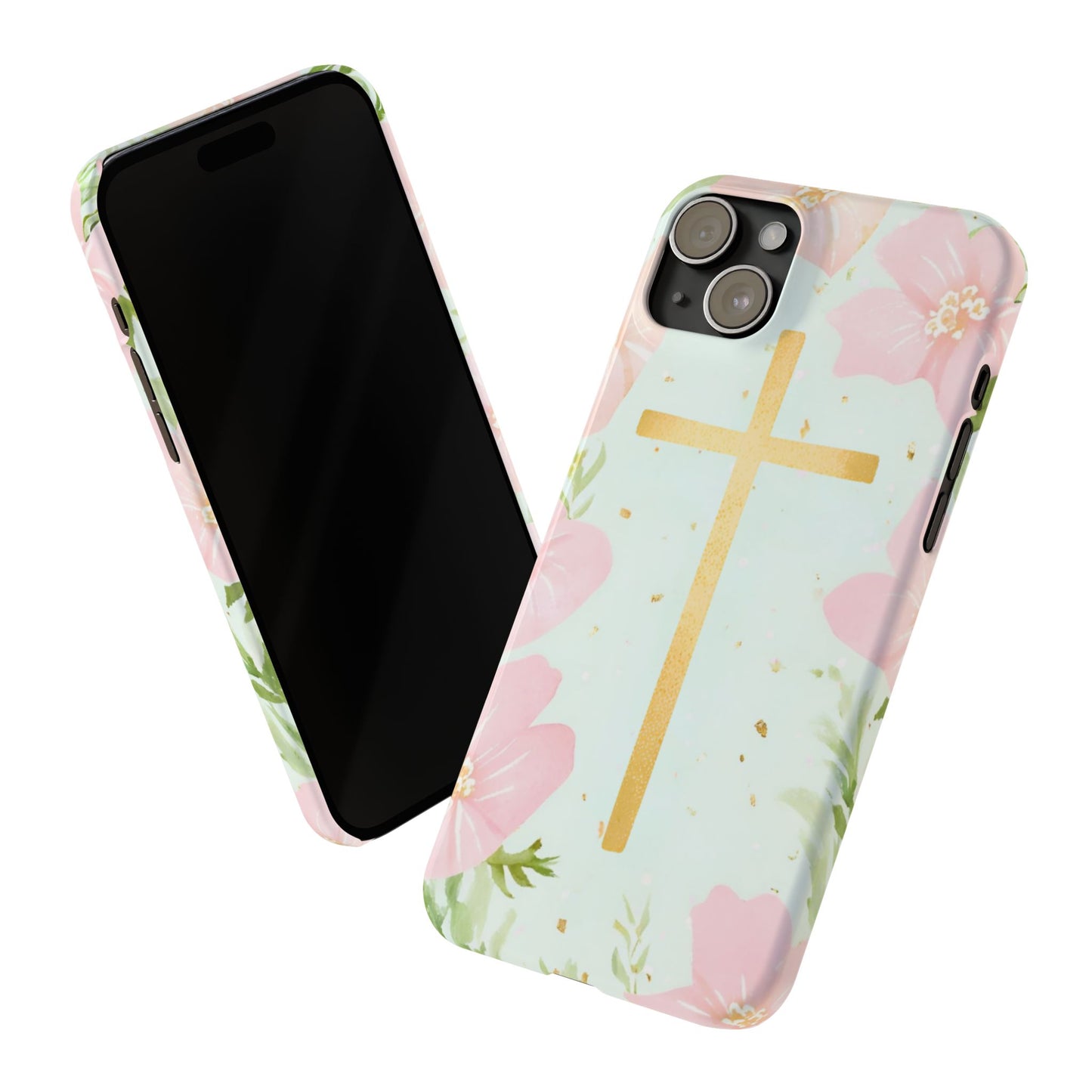 Cross with flowers Slim Phone Case