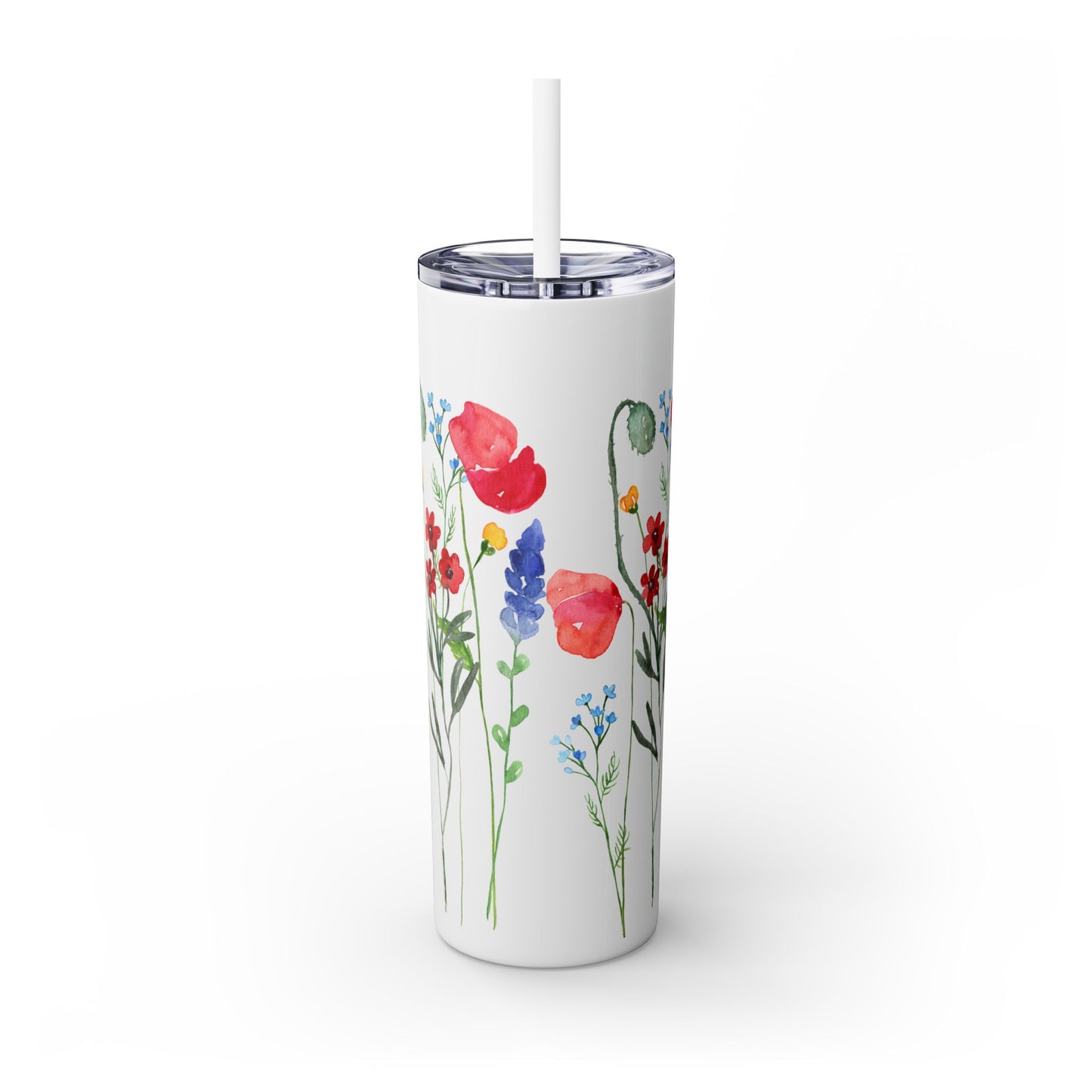 Wildflower Skinny Tumbler with Straw, 20oz