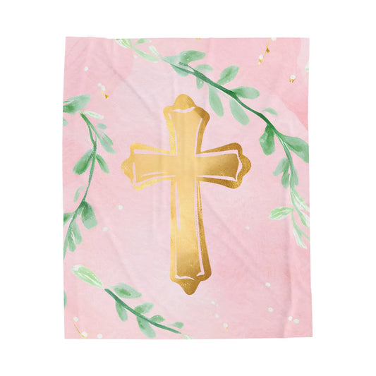 Gold Cross Plush Blanket