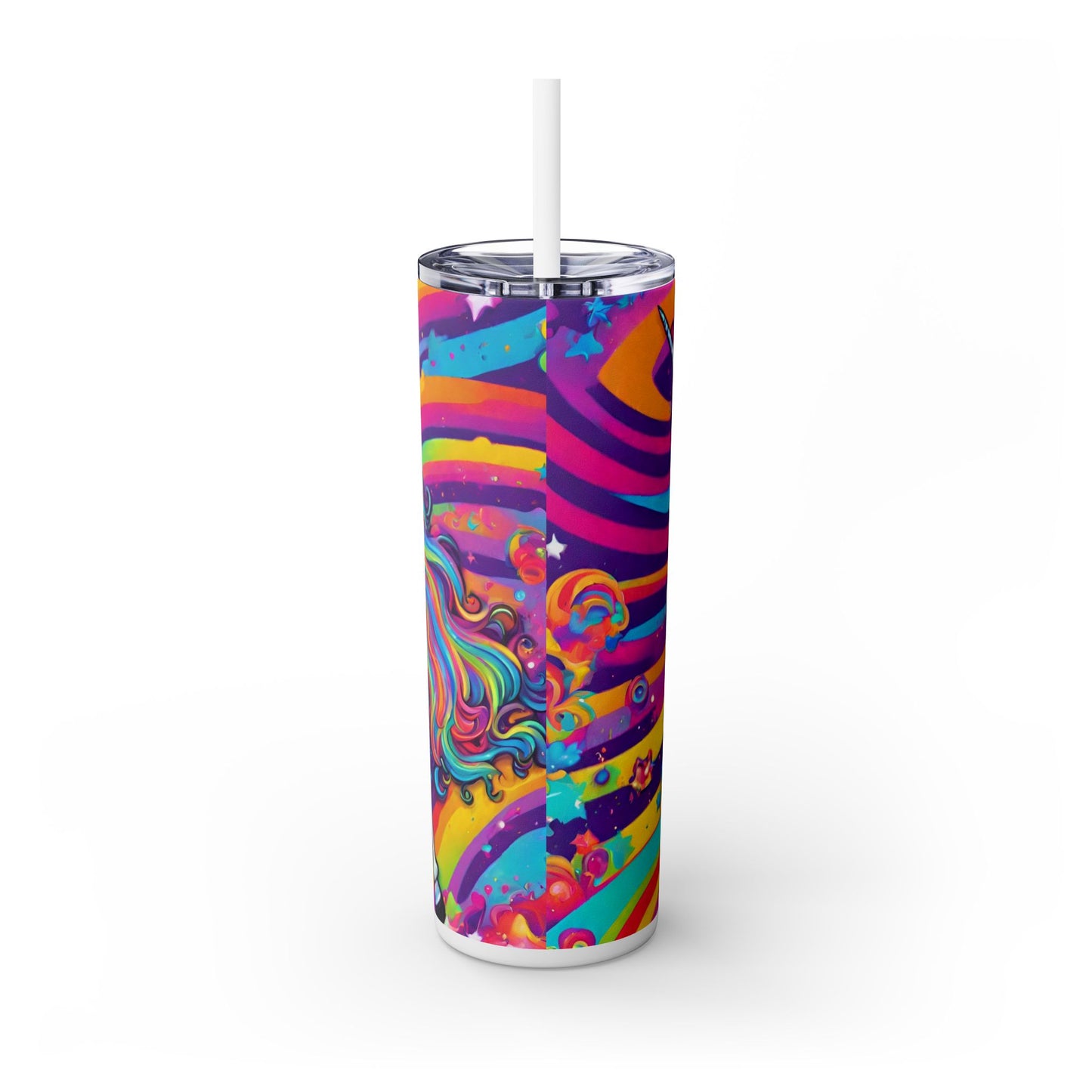 Rainbow Unicorn Skinny Tumbler with Straw, 20oz