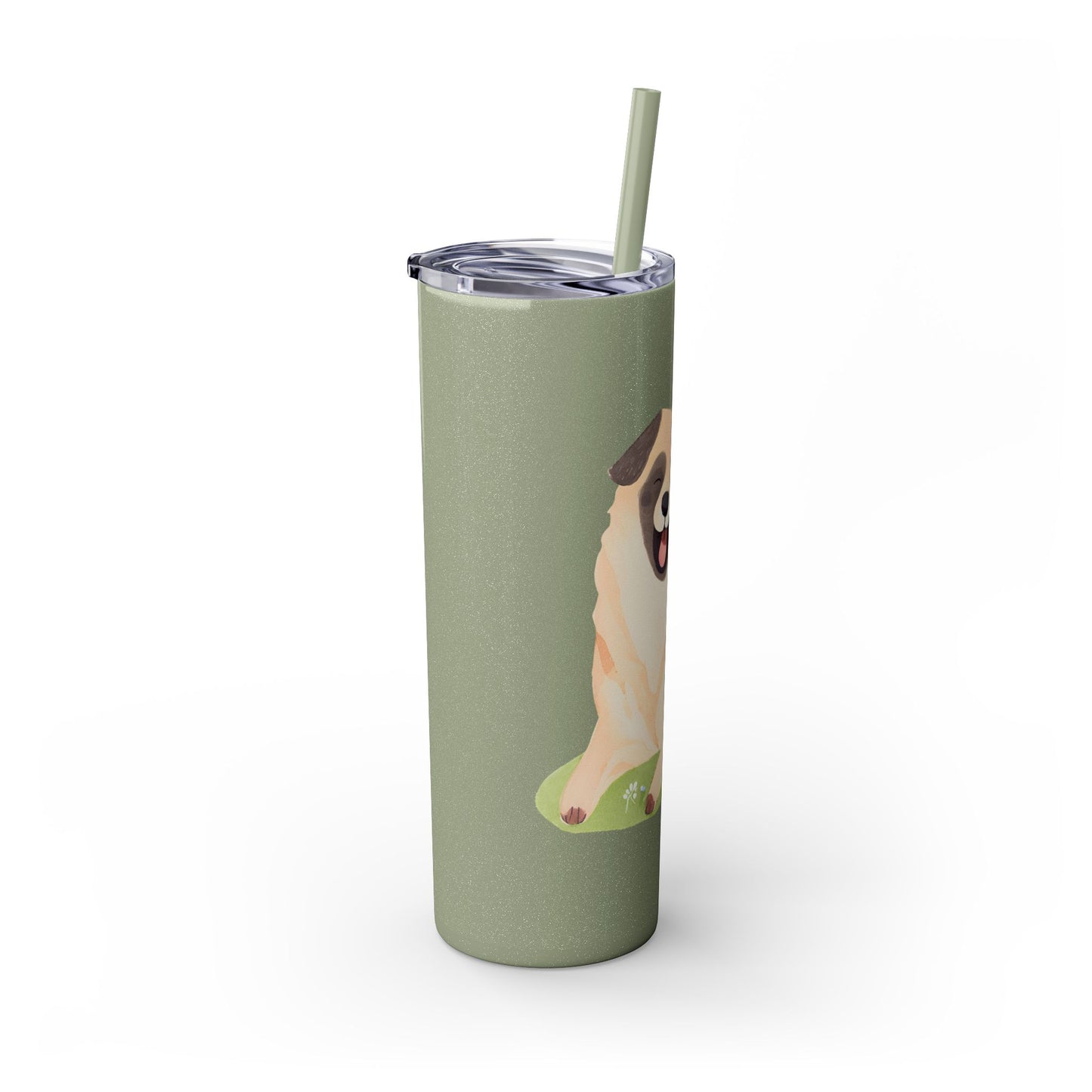 Happy Shepherd Puppy Dog Skinny Tumbler with Straw, 20oz