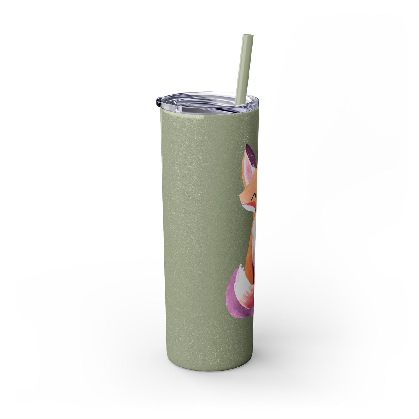 Cute Fox Skinny Tumbler with Straw, 20oz