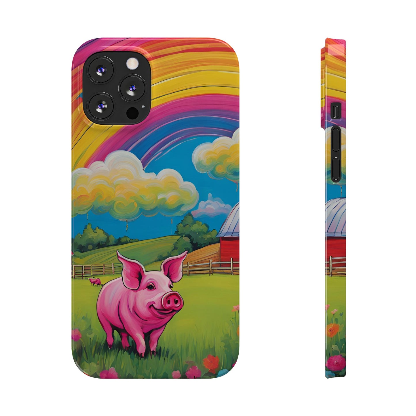 Rainbow Pig Farm Slim Phone Case