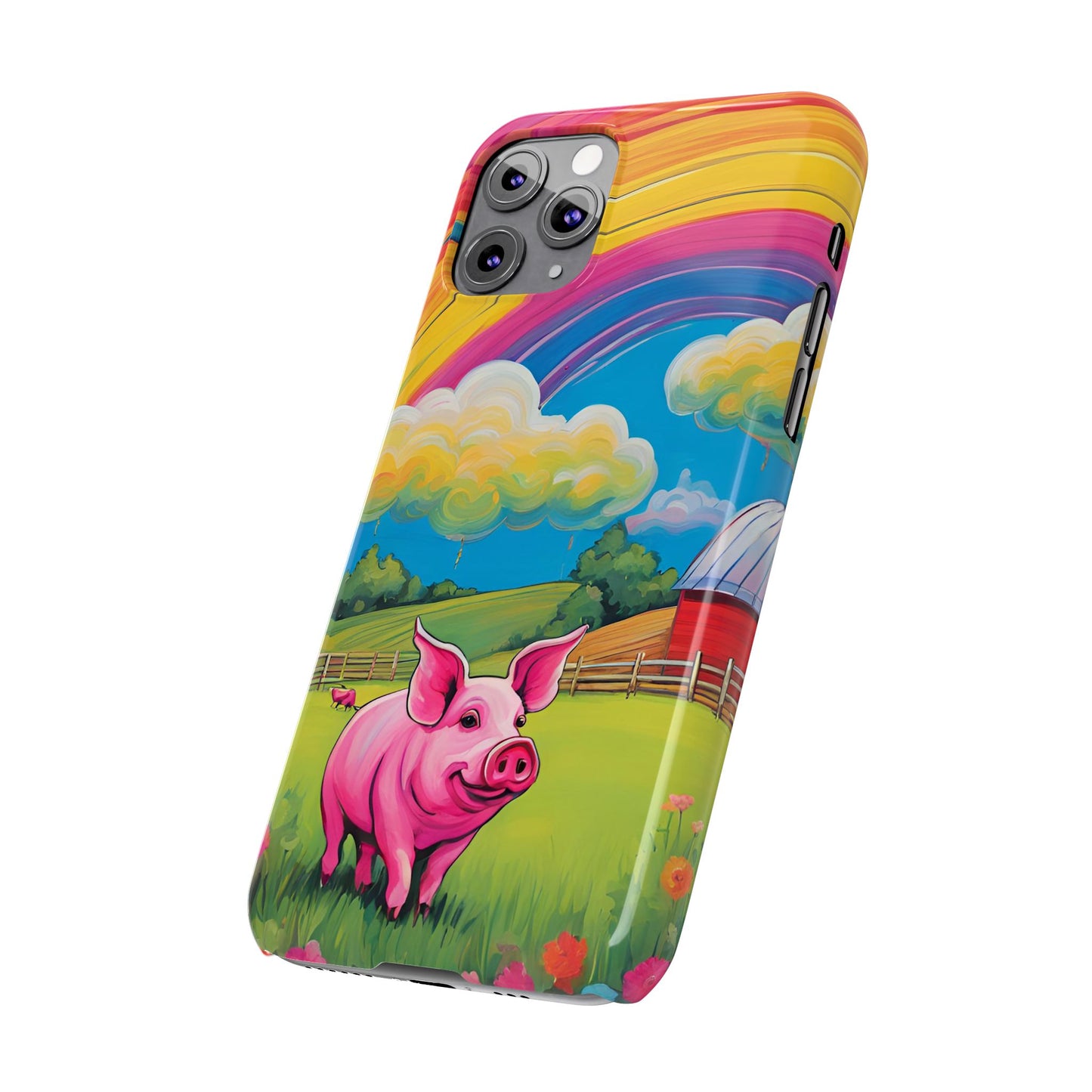 Rainbow Pig Farm Slim Phone Case