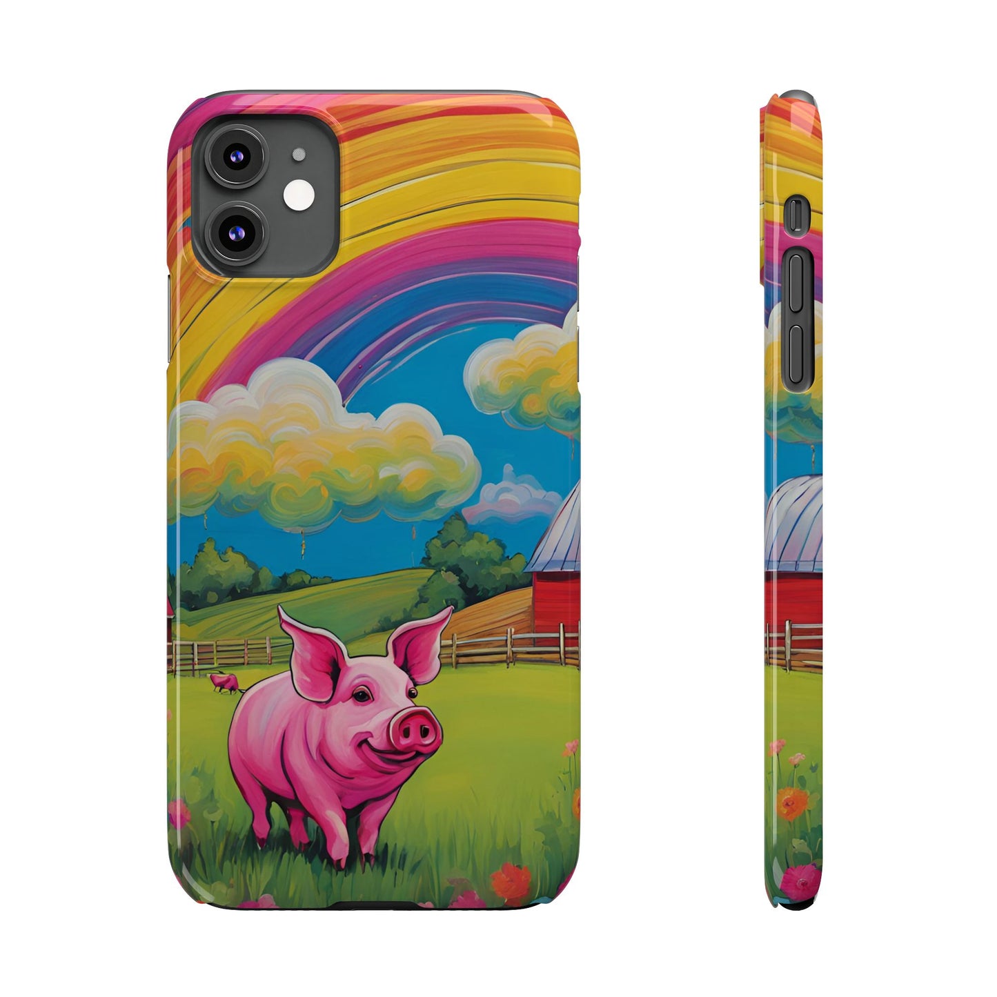 Rainbow Pig Farm Slim Phone Case