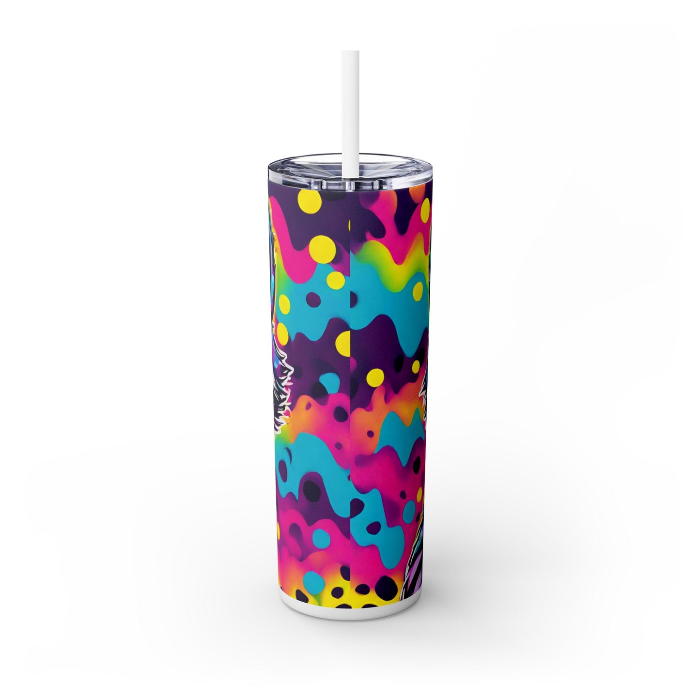 Raccoon Skinny Tumbler with Straw, 20oz