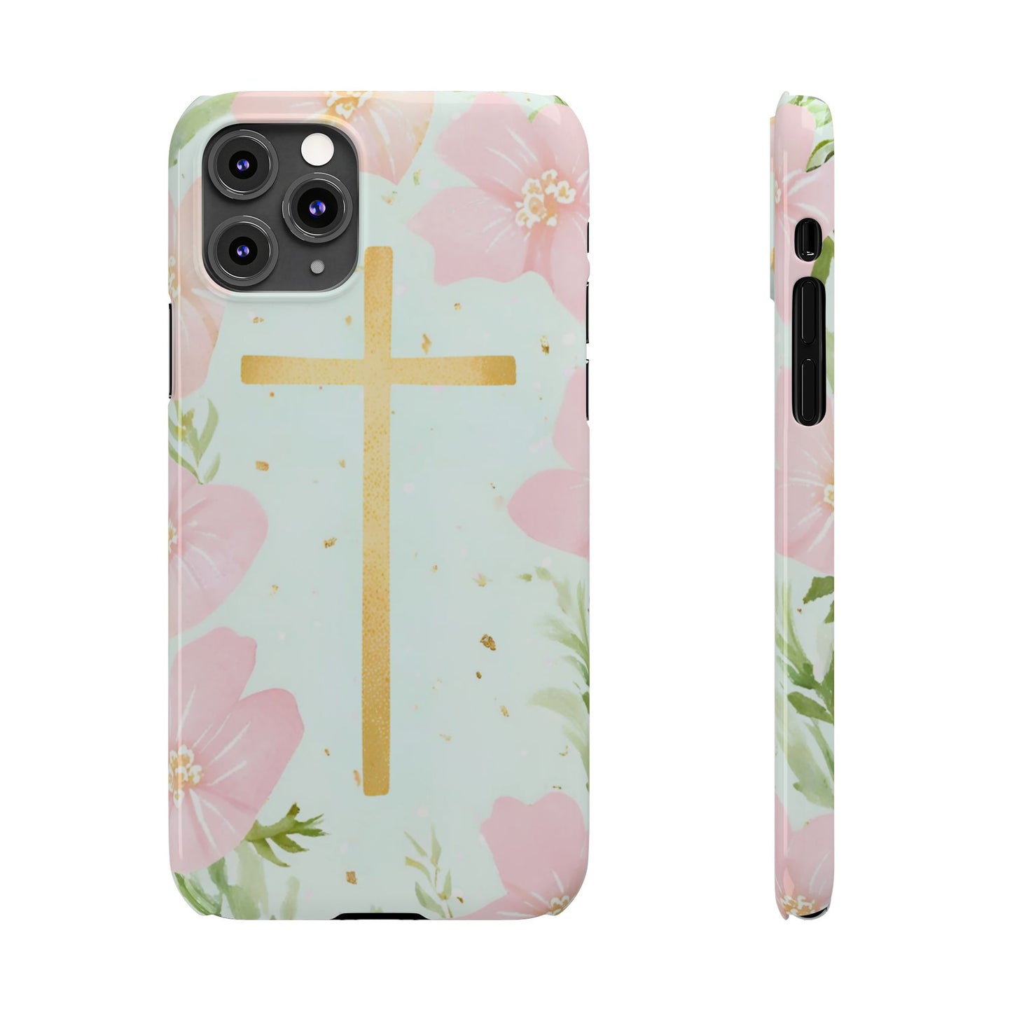 Cross with flowers Slim Phone Case